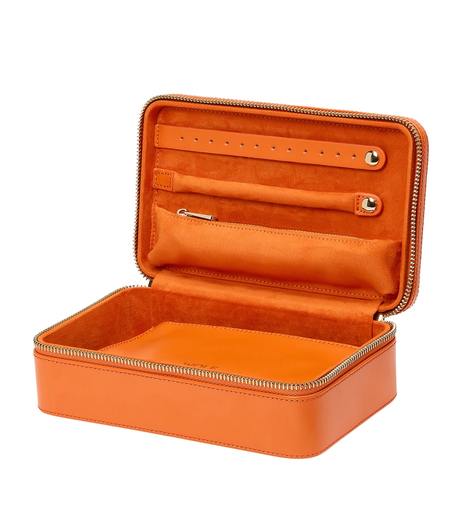 Medium Leather Maria Jewellery Case TANGERINE Image 3