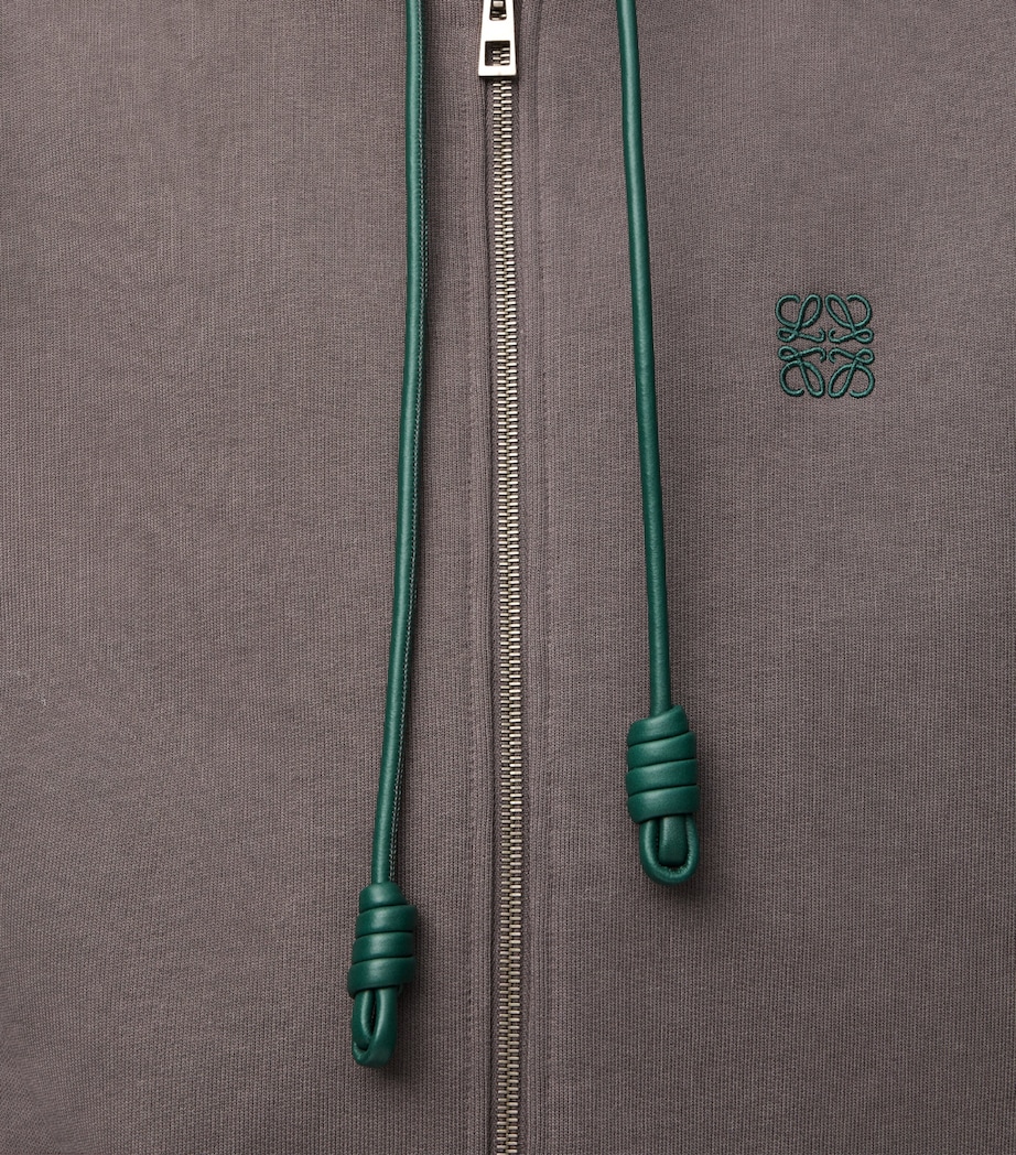 Cotton-Blend Anagram Hoodie DARK GREY Image 5