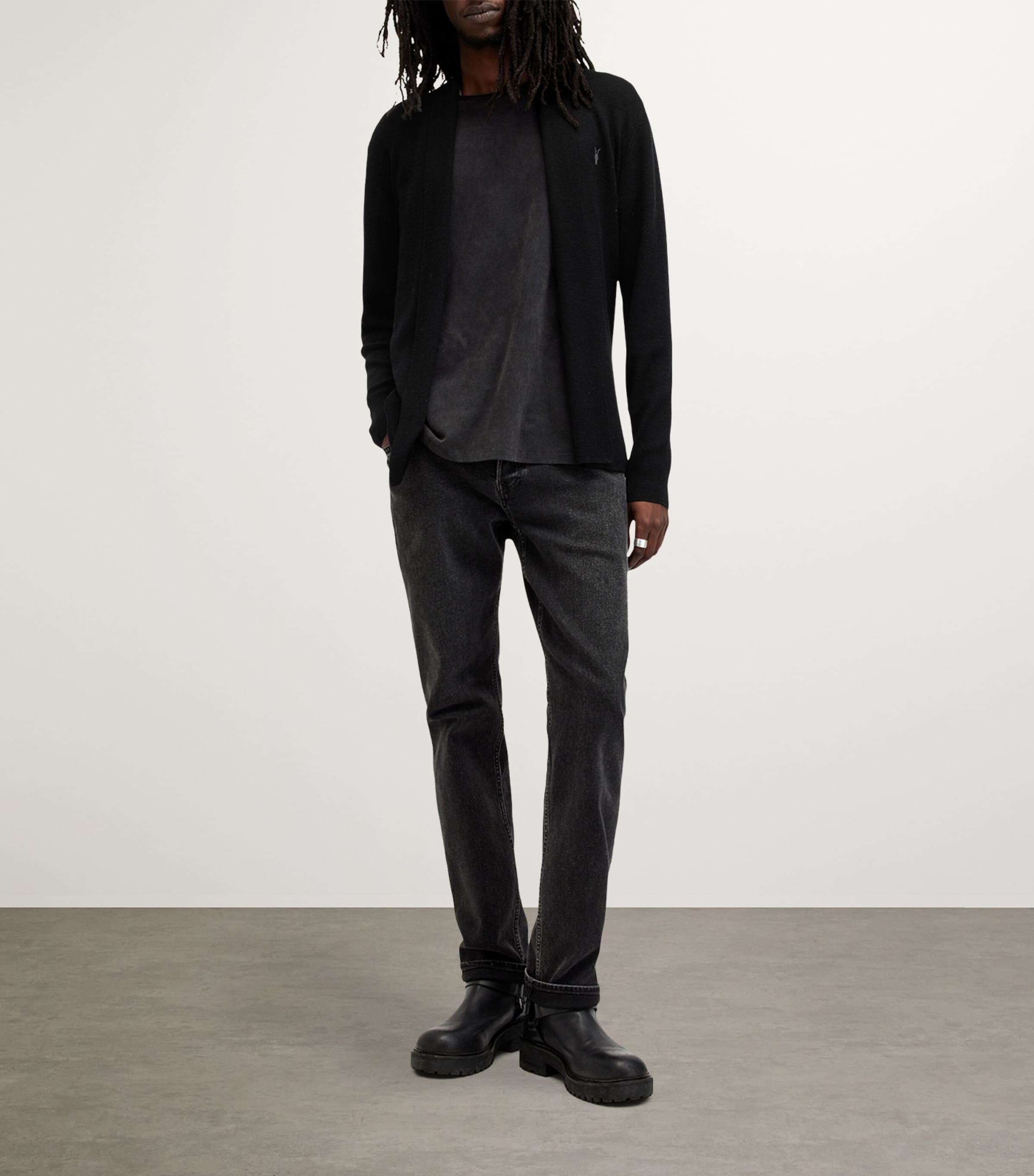 Merino Wool Mode Cardigan BLACK Image 2