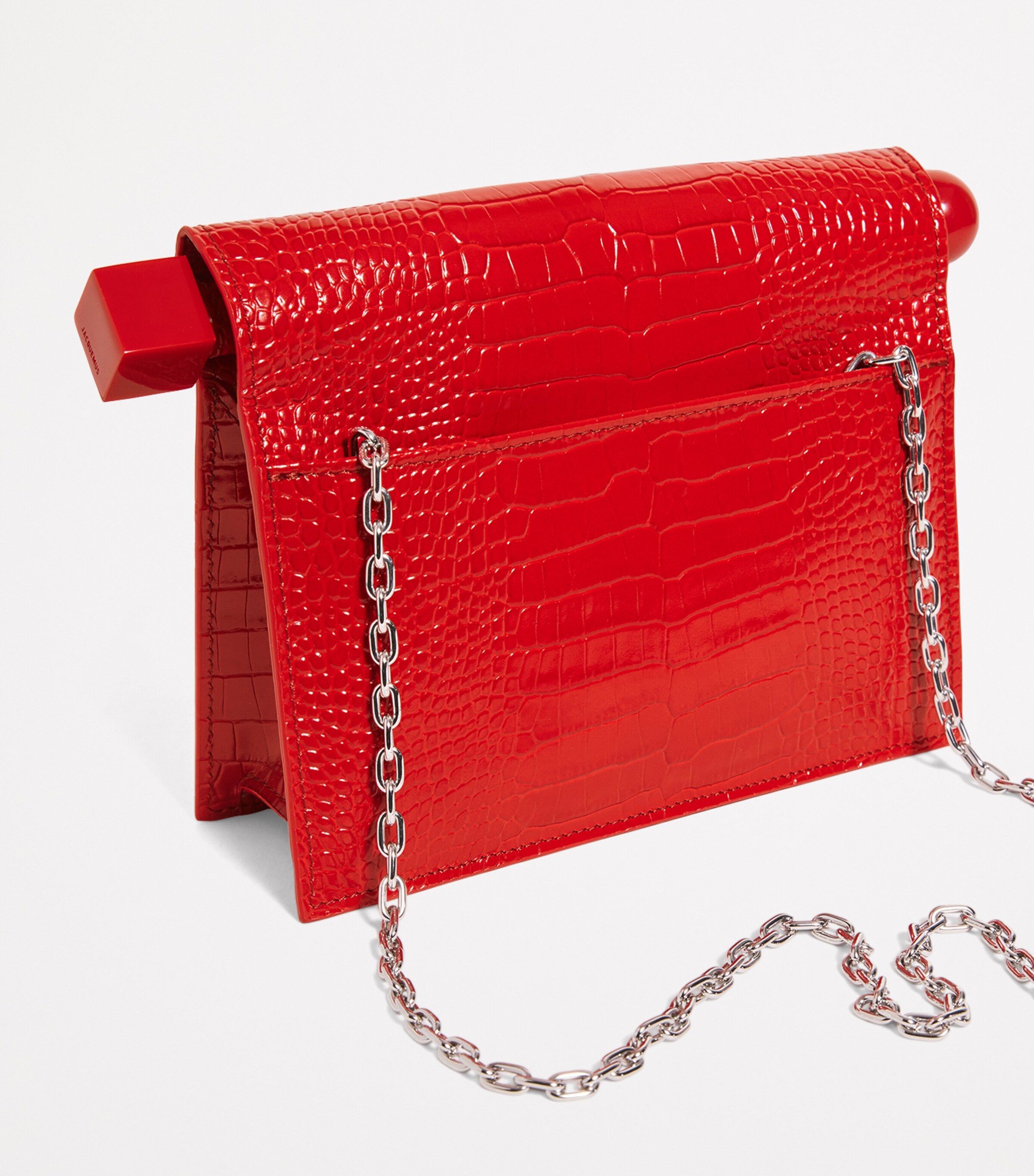 Croc-Embossed Leather La Petite Pochette Clutch Bag 470 RED Image 4