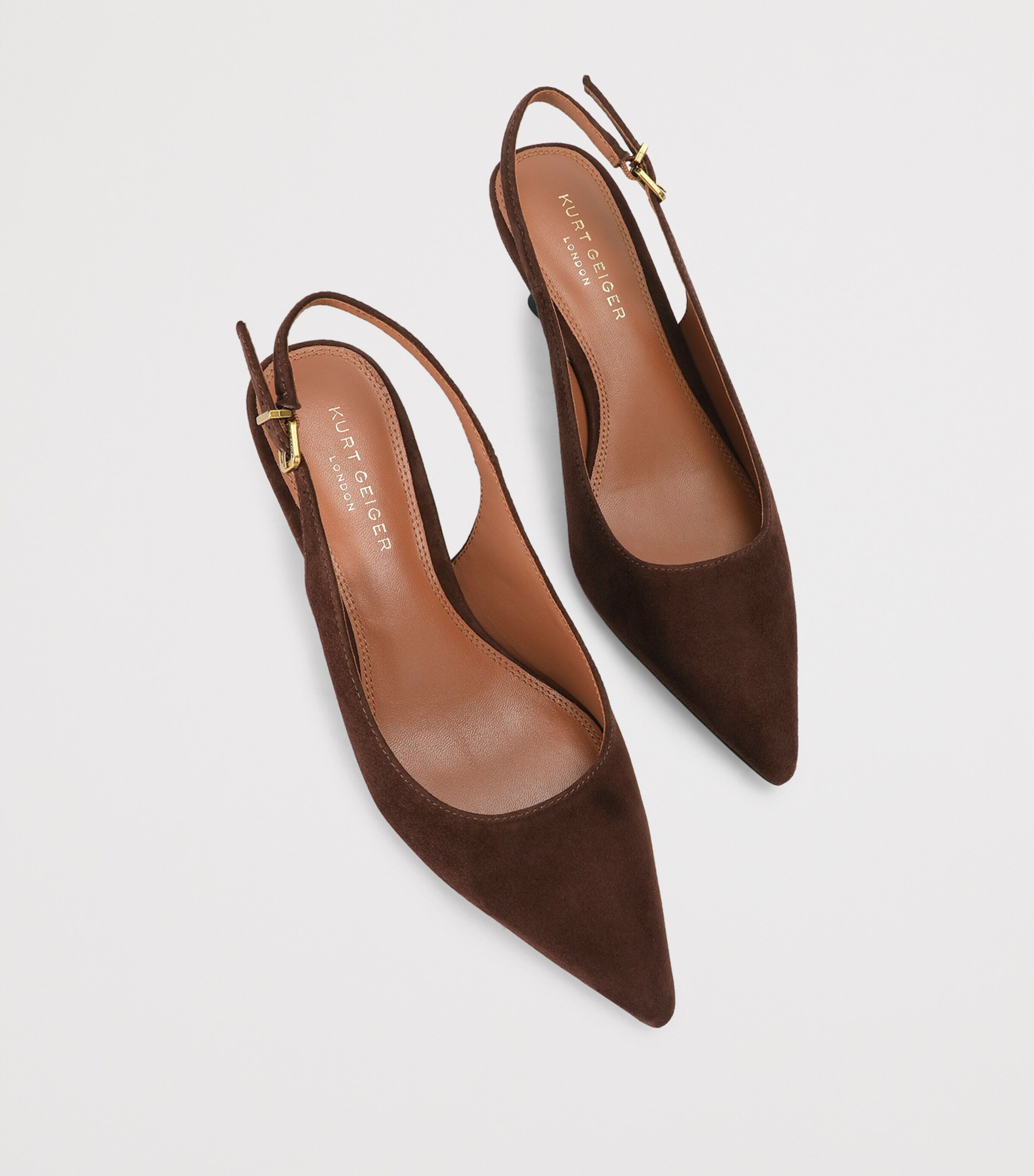 Kurt Geiger London Suede Stepney Slingback Pumps Brown Image 4