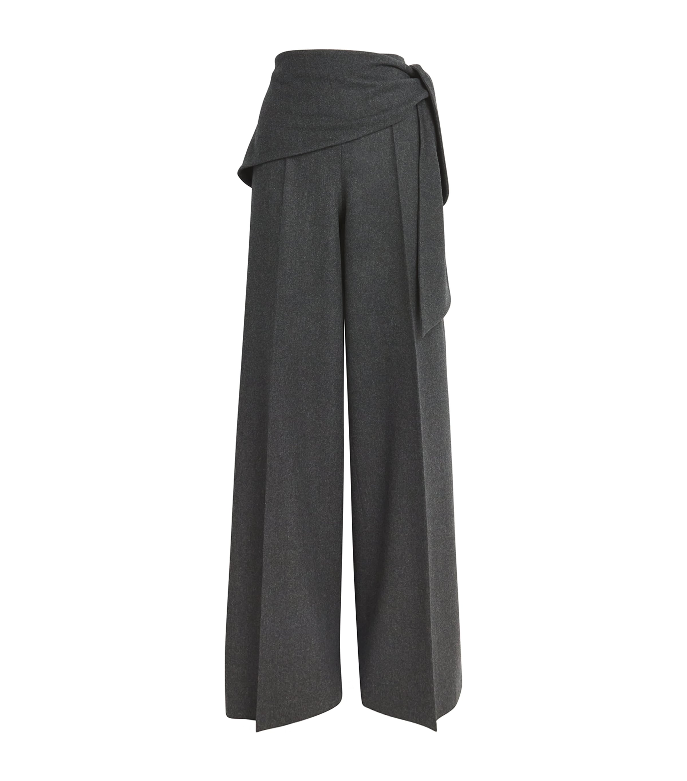 MAX MARA STRETCH-VIRGIN WOOL WRAP TROUSERS