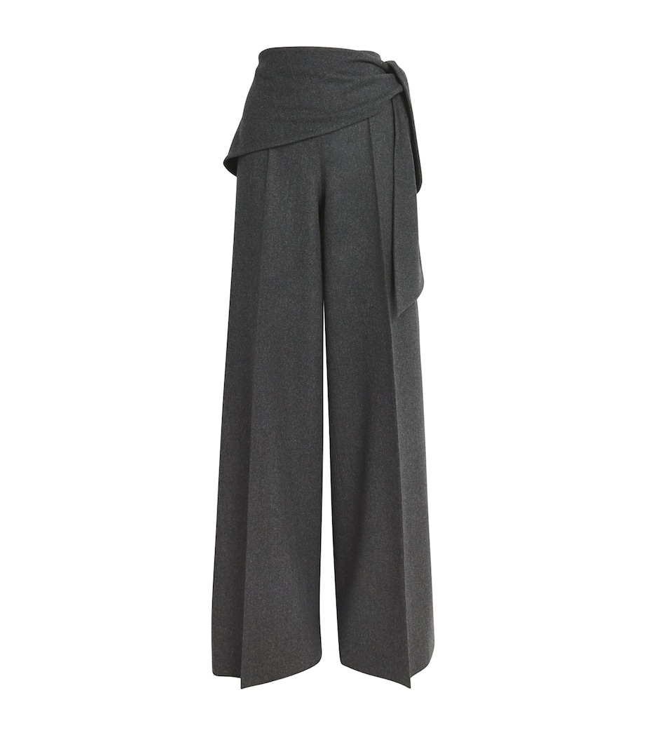 Stretch-Virgin Wool Wrap Trousers DARK GREY Image 1