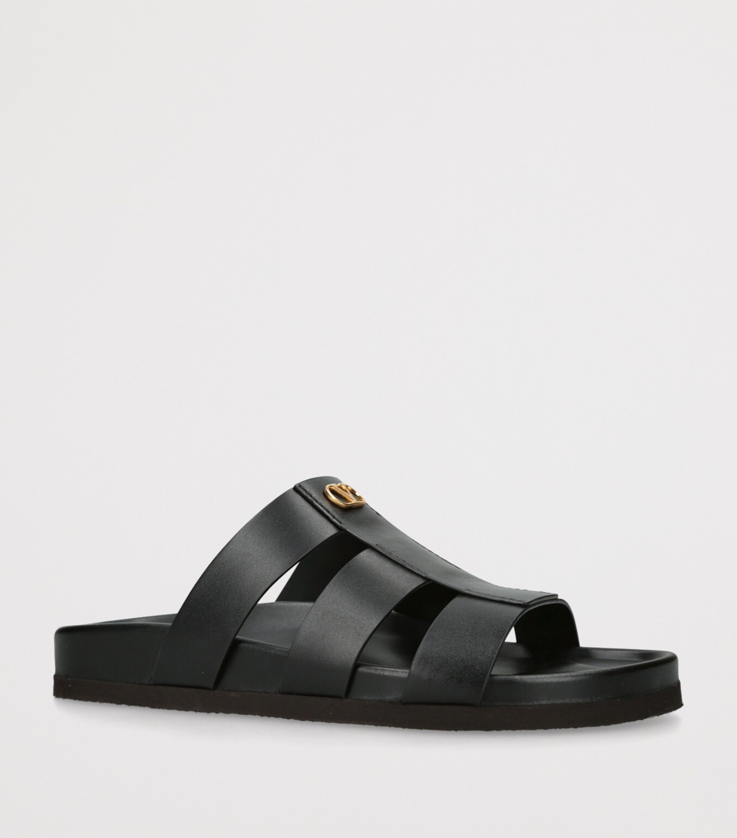 Leather Studshield Slides BLACK Image 3