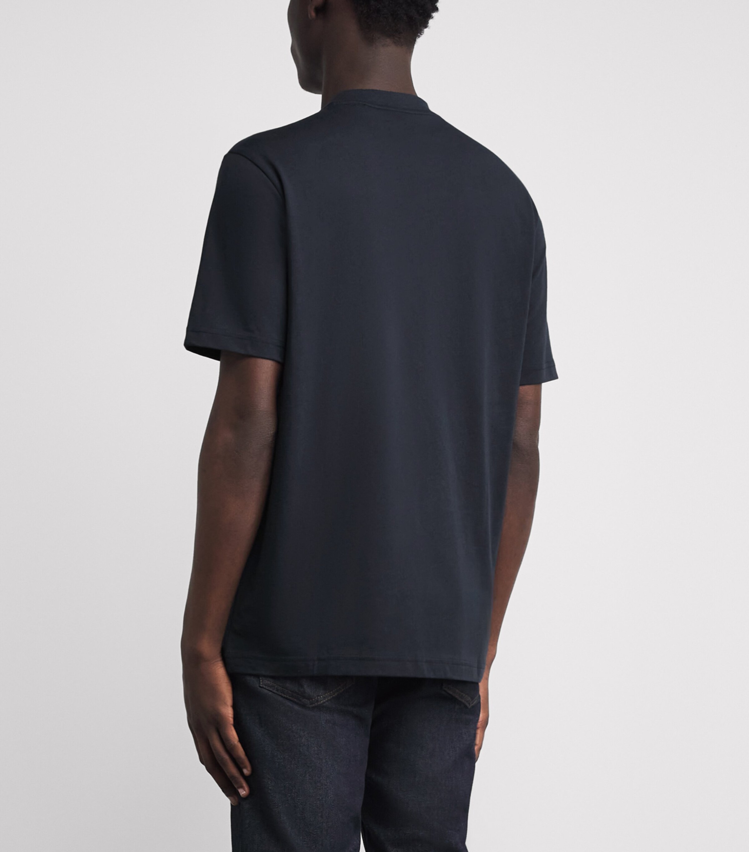 BOSS Mens Cotton Textured Logo T-Shirt Dark Blue Image 5