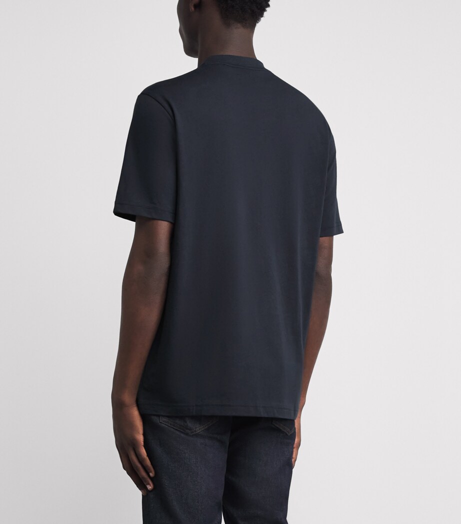 BOSS Mens Cotton Textured Logo T-Shirt Dark Blue Image 5