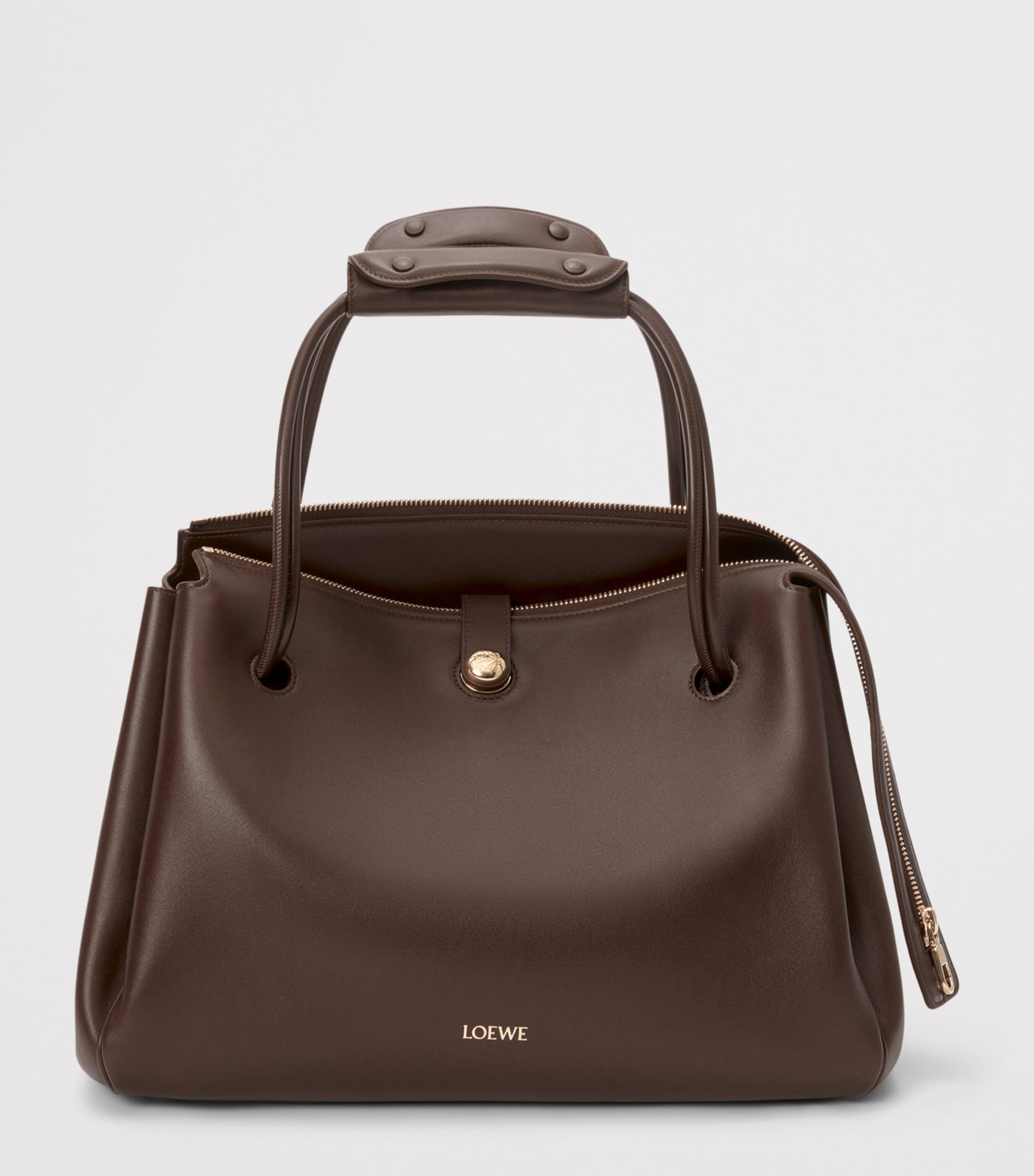 Large Grained Leather Madrid Shoulder Bag DARK CHESTNUT Image 10