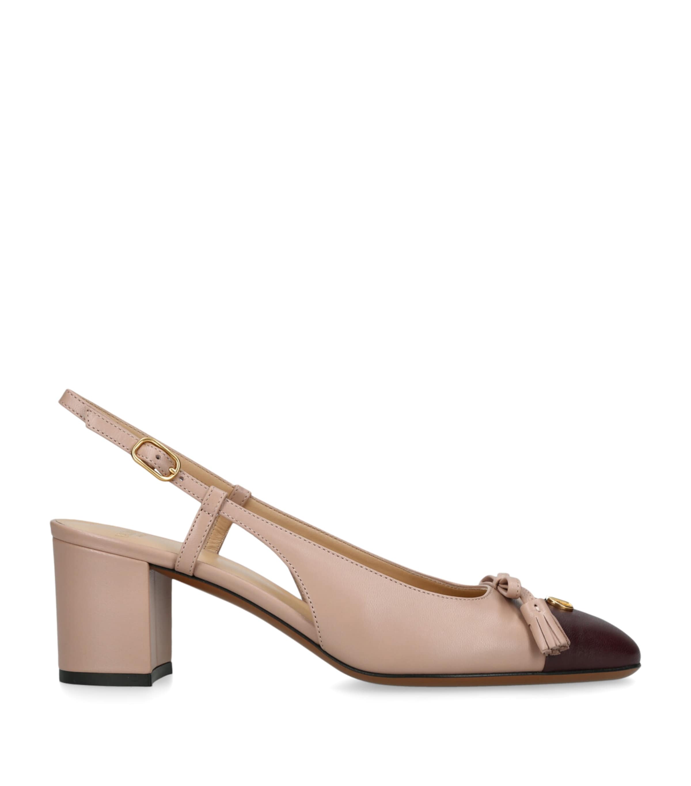 Valentino Garavani Leather Valet Du Roi Slingback Heels 60 In Neutral