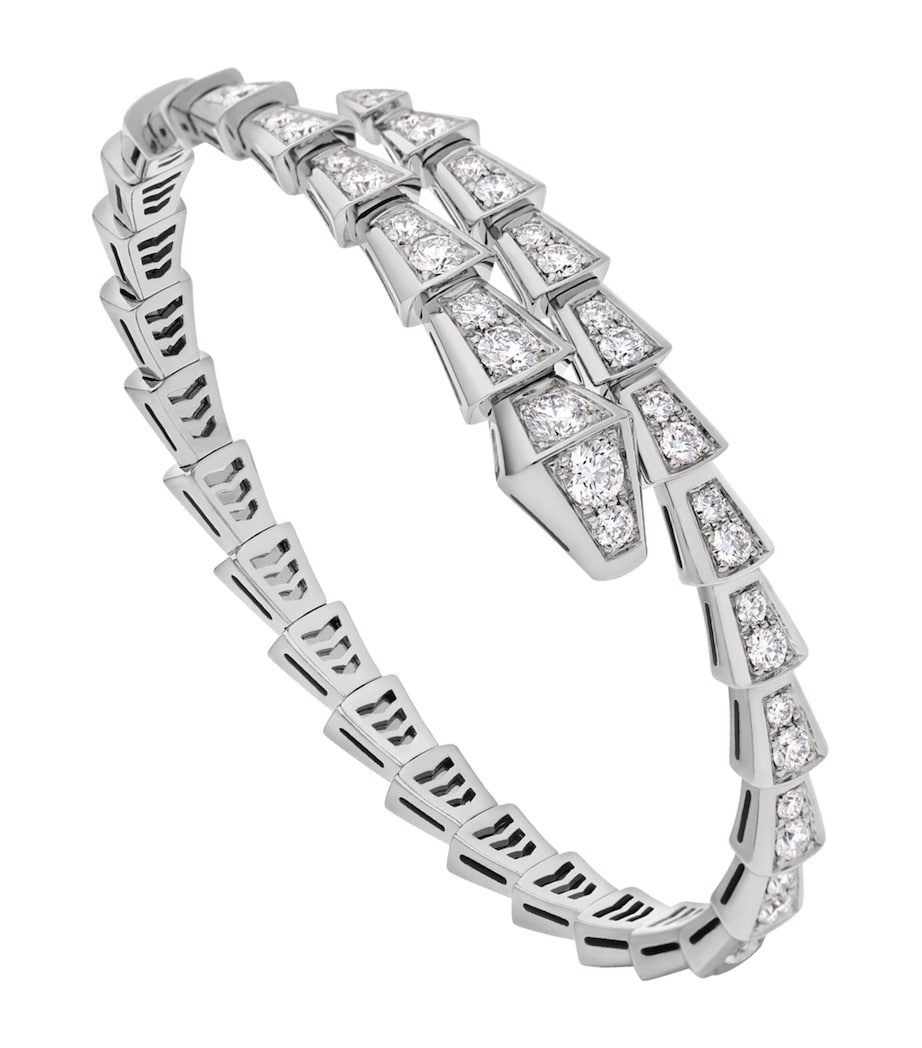 Medium White Gold and Diamond Serpenti Viper Bracelet WHITE GOLD Image 1