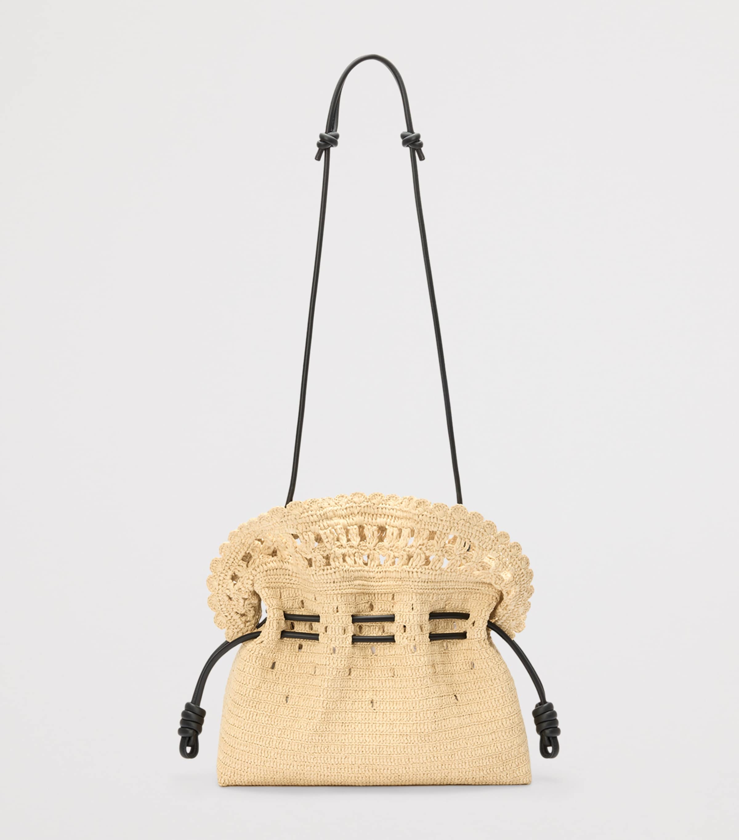 【LOEWE】+ Paula's Ibiza 刺繍ラフィア メッセンジャーバッグ LOEWE + Paula's Ibiza Leather-Trimmed Embroidered Raffia