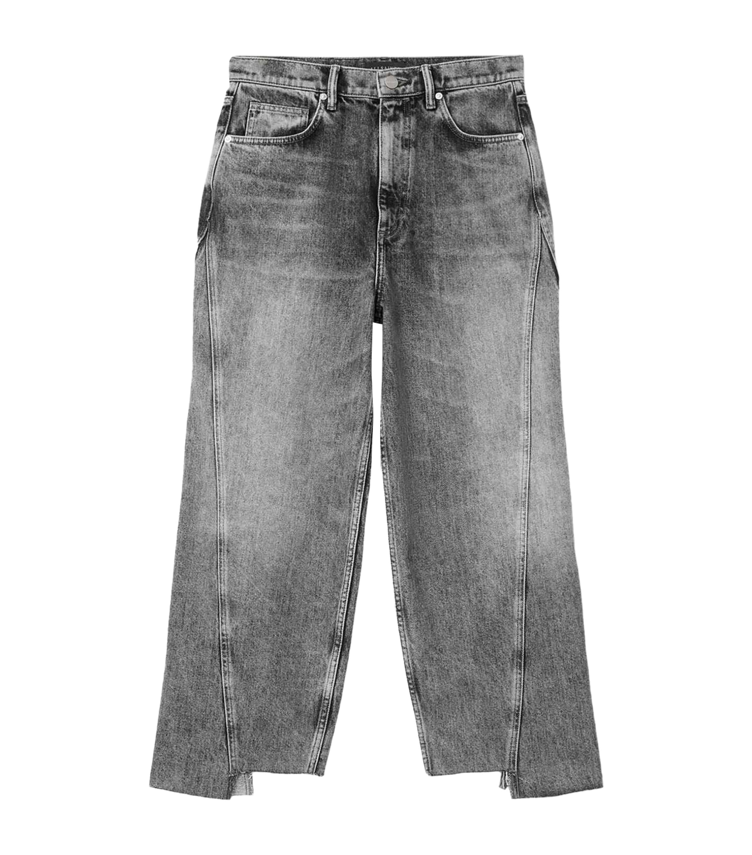 AllSaints Womens Asymmetric Fox Wide-Leg Jeans Vintage Black Image 1