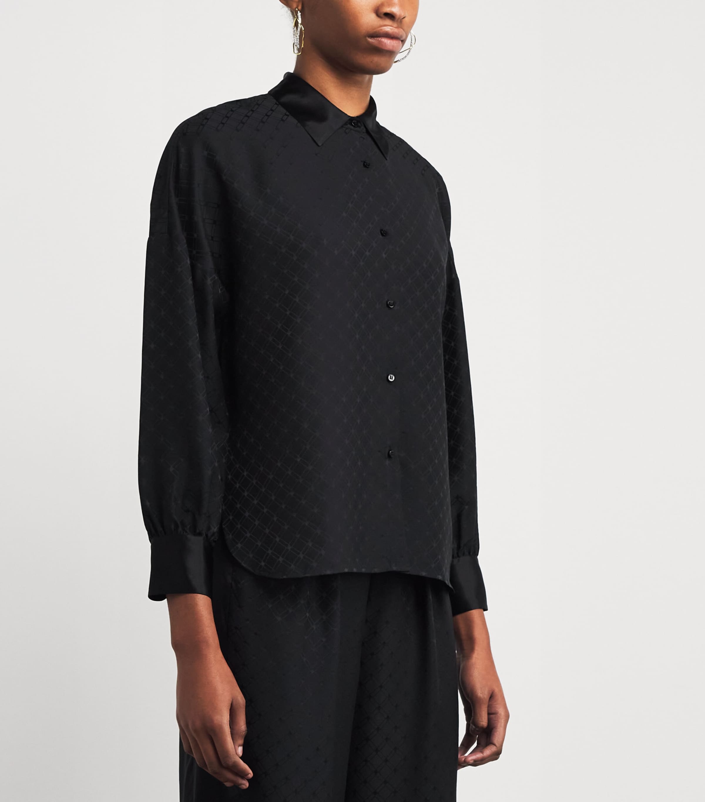 Silk Jacquard Palace Shirt 1001 NOIR Image 3