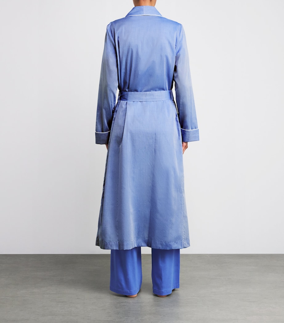 Cotton Contrast-Trim Robe BLUE Image 4