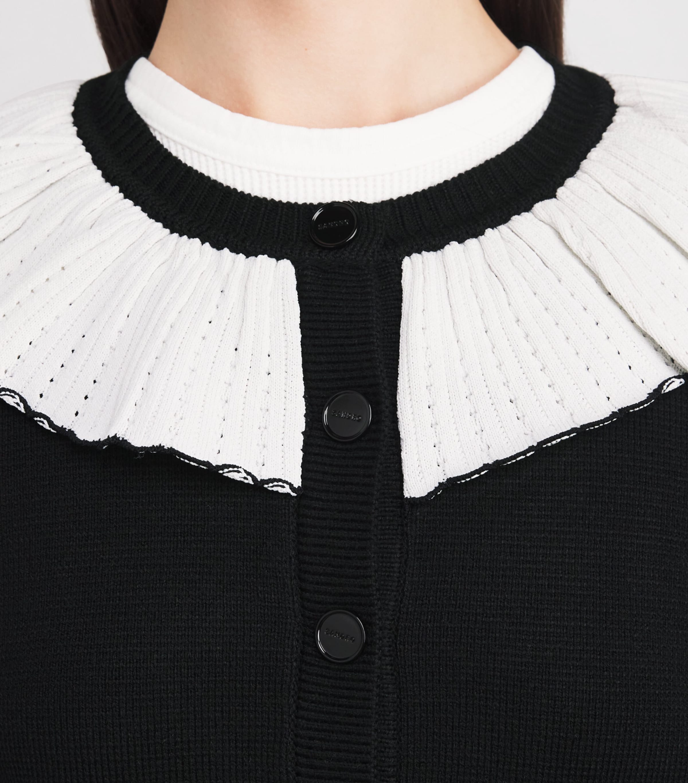 Frill-Detail Cardigan BLACK Image 6