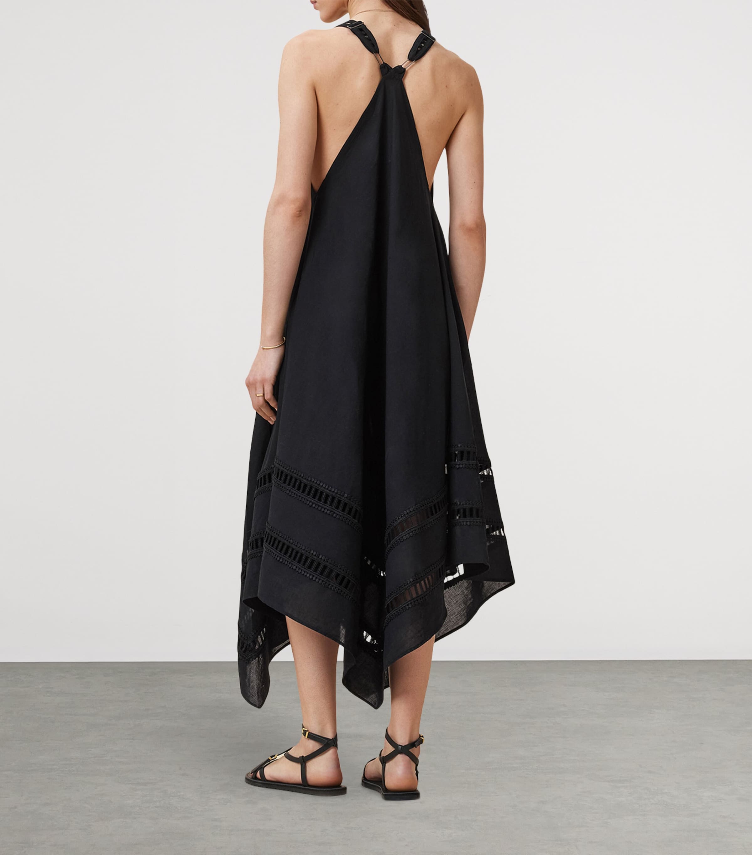 AllSaints Womens Cotton Lil Midi Dress Black Image 8