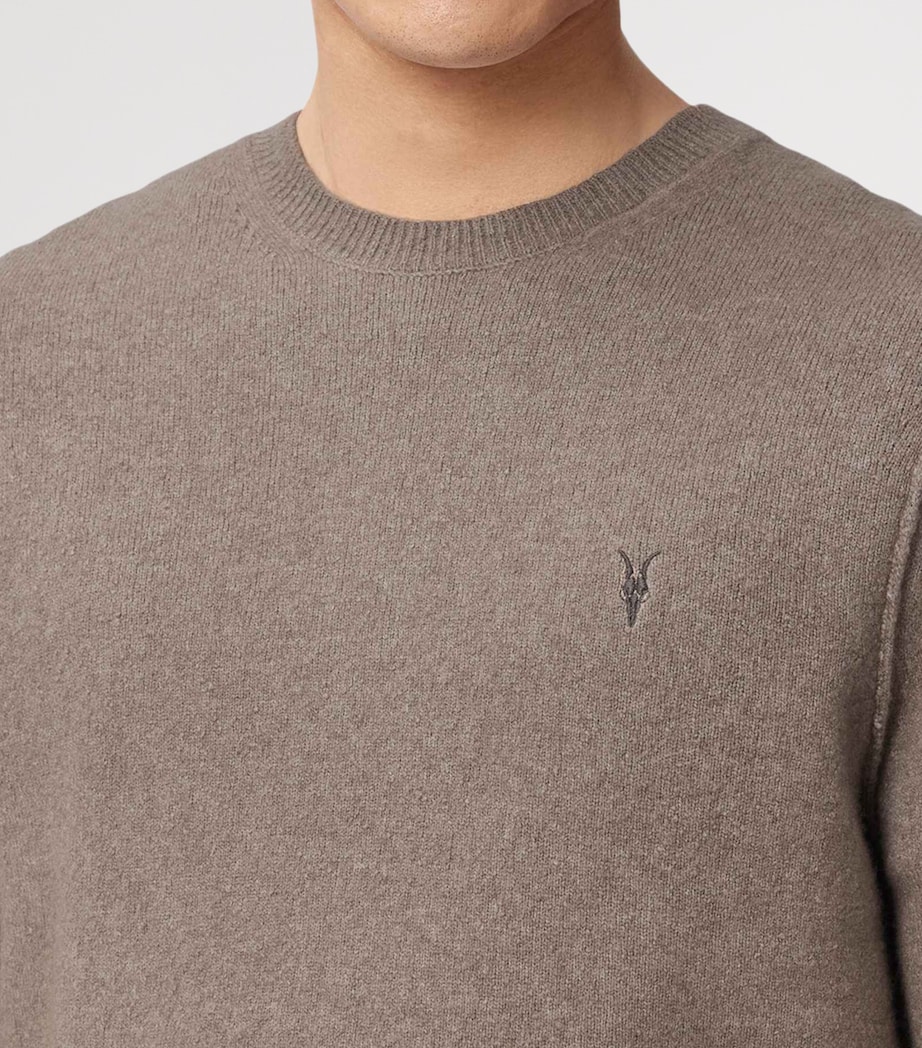 AllSaints Mens Crew-Neck Statten Sweater Cord Brown Image 6