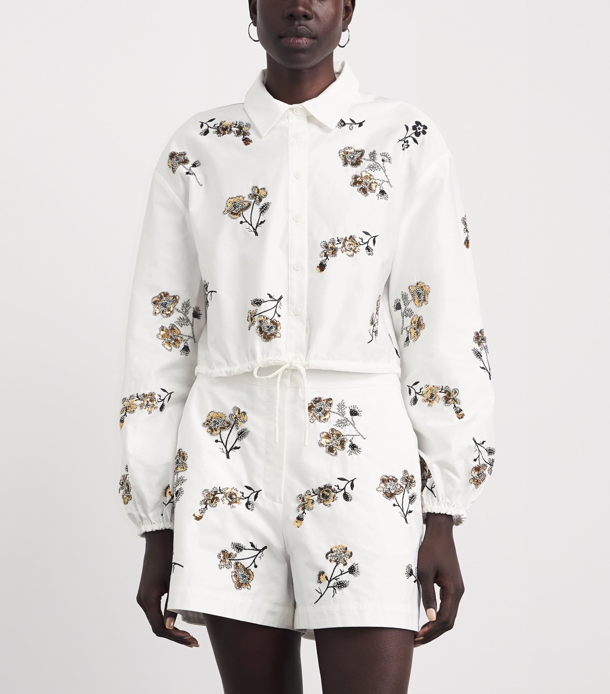 Claudie Pierlot Womens Floral Embellished Shirt Ecru Image 4