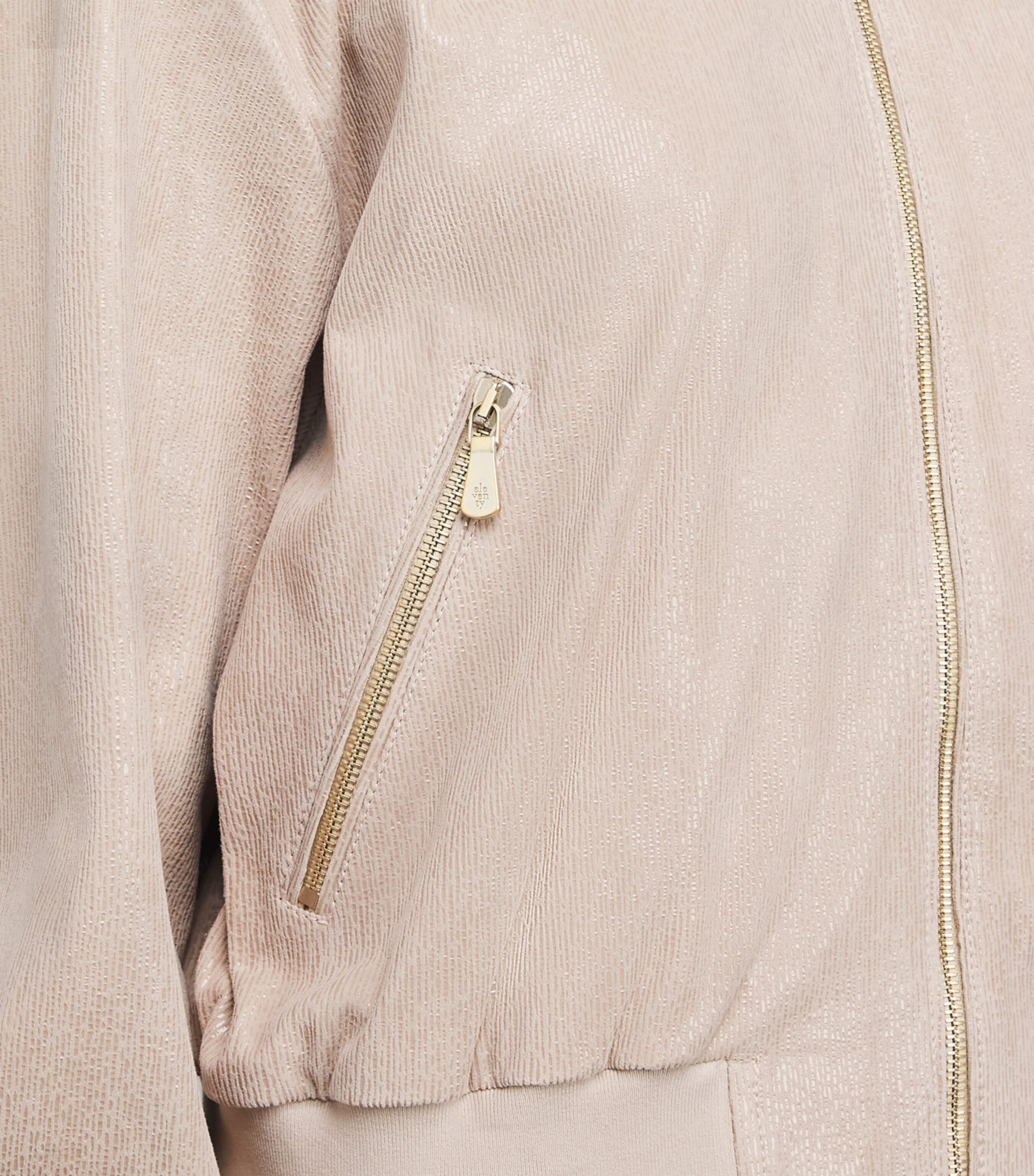 Metallic Suede Bomber Jacket NUDE Image 6