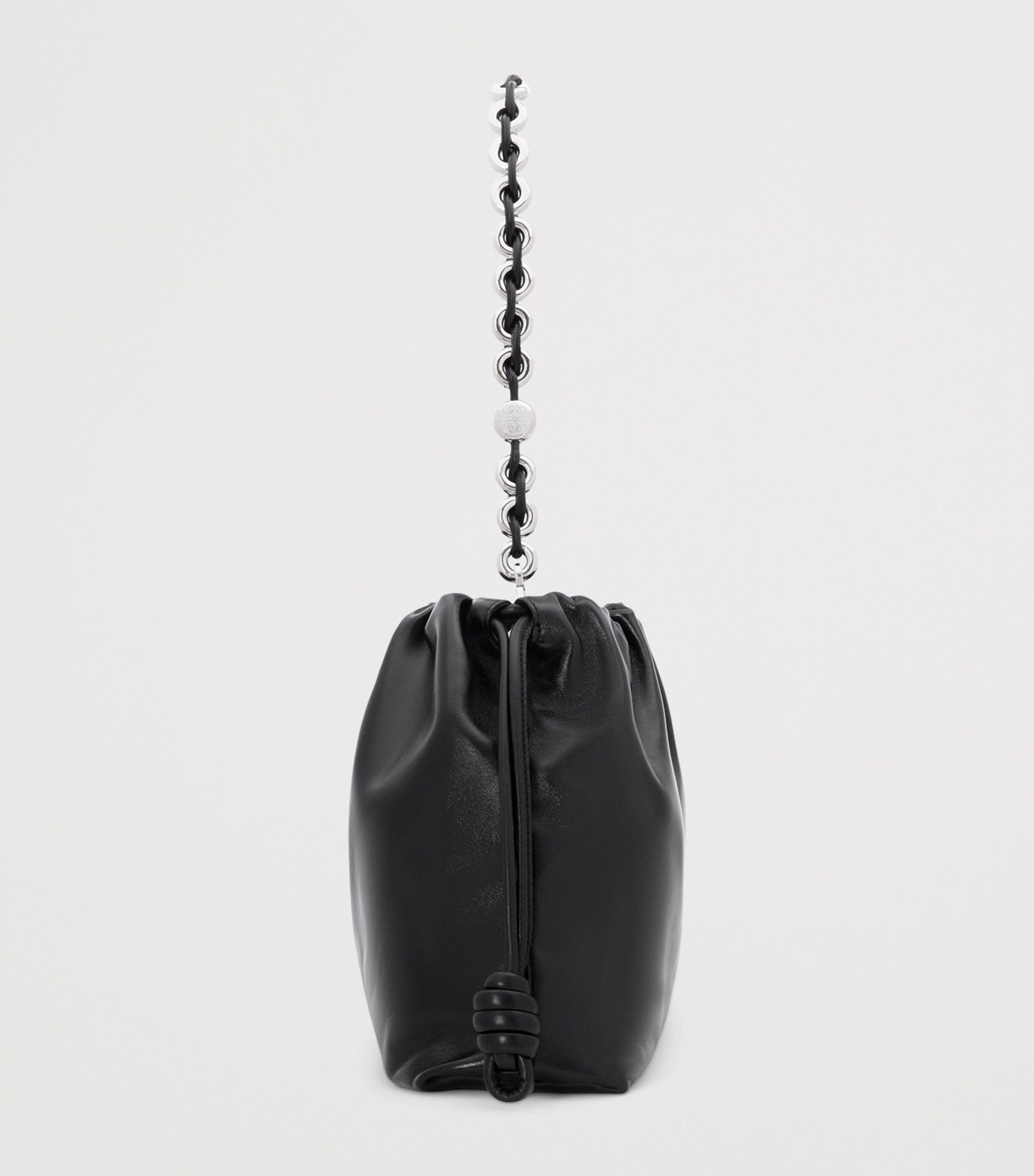 Large Leather Flamenco Purse Shoulder Bag BLACK Image 4