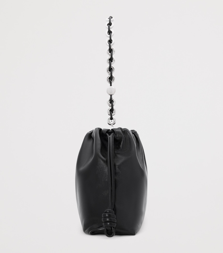 Large Leather Flamenco Purse Shoulder Bag BLACK Image 4