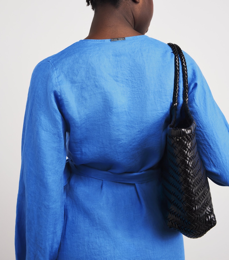 Linen Skyros Mini Wrap Dress BLU-BLU/LINEN Image 5