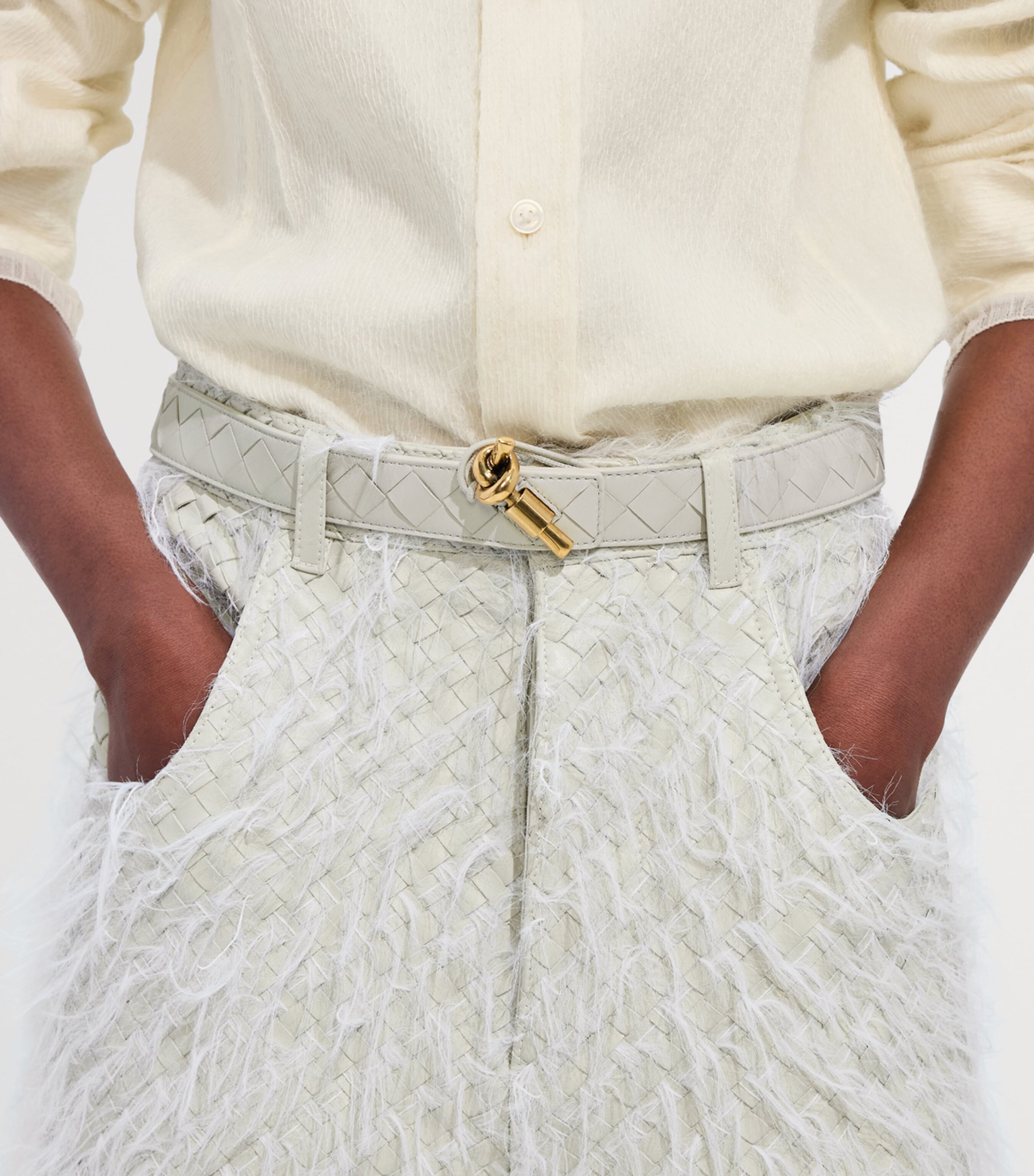 Bottega Veneta Nappa Leather Intrecciato Andiamo Belt Image 2