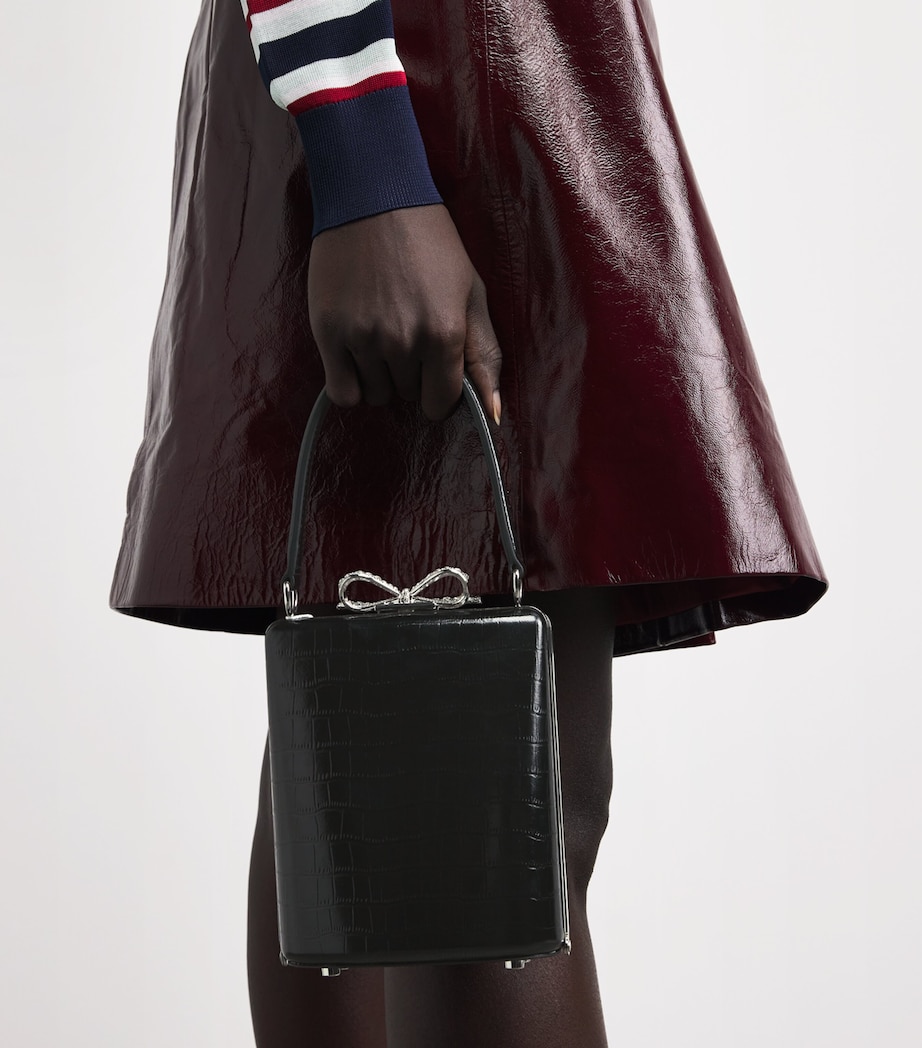 Croc-Embossed Leather Mini Bag BLACK Image 2