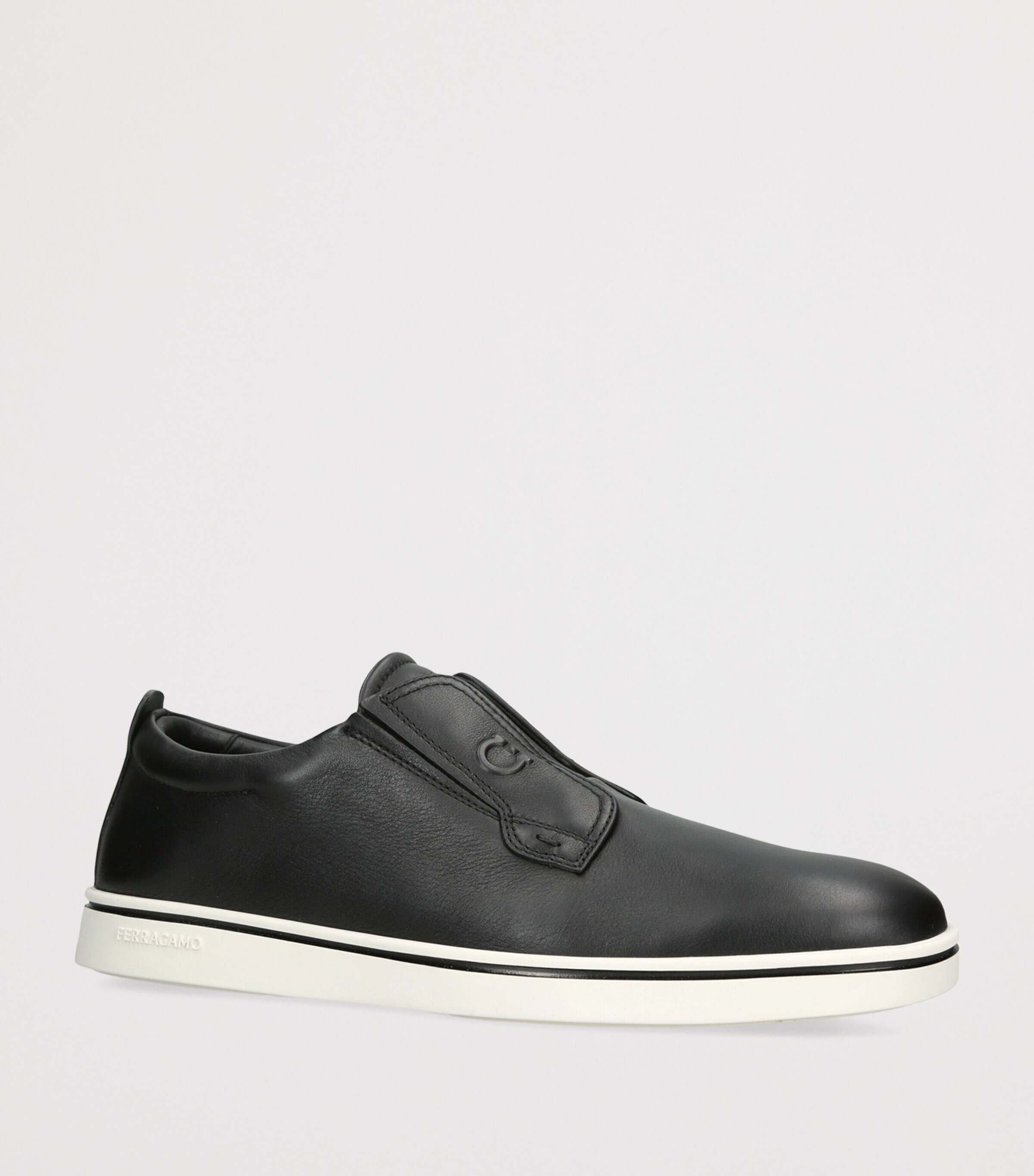 Salvatore Ferragamo Leather Alfie Slip-On Sneakers Black Image 2