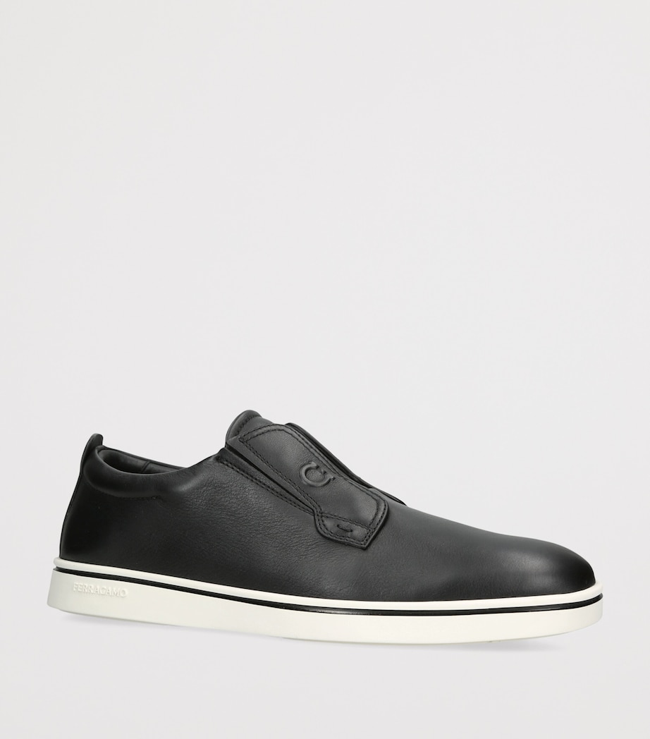 Salvatore Ferragamo Leather Alfie Slip-On Sneakers Black Image 2
