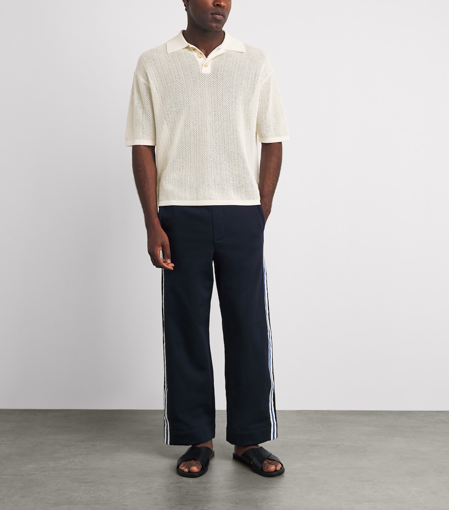 COMMAS Mens Open-Weave Polo Shirt Beige Image 2