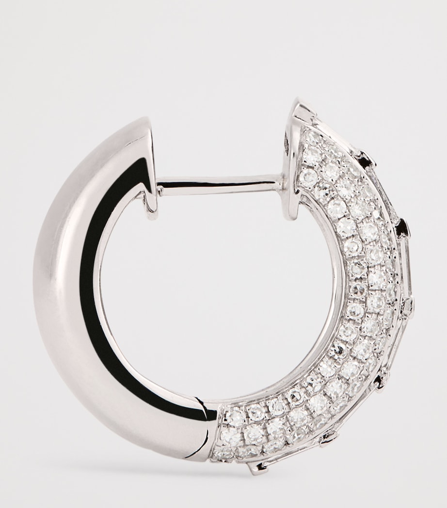 White Gold and Diamond Orbit Hoop Earrings WHITE GOLD Image 4