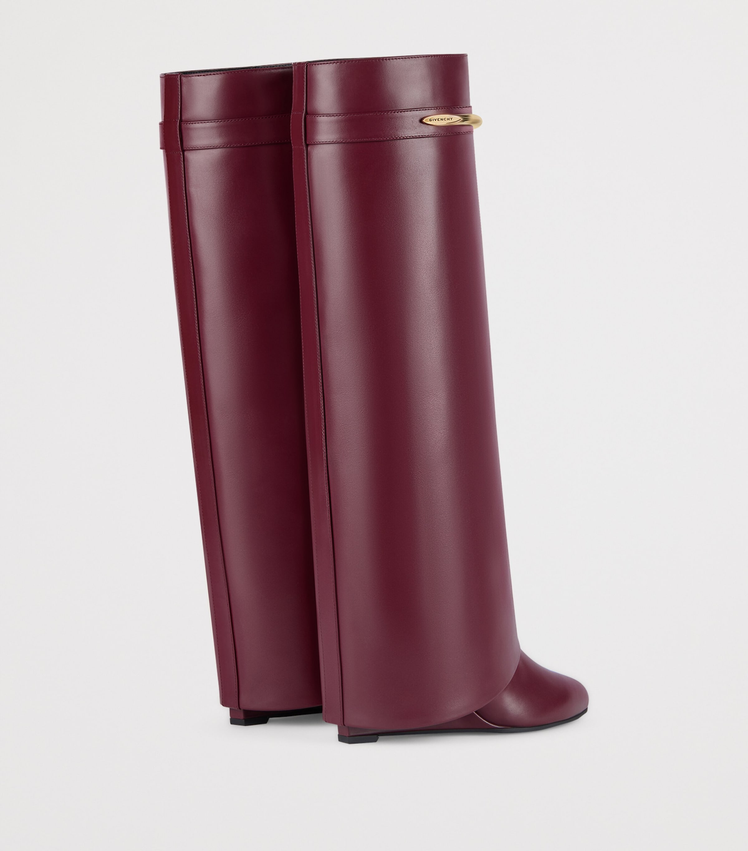Leather Shark Knee-High Boots 95 BURGUNDY Image 3