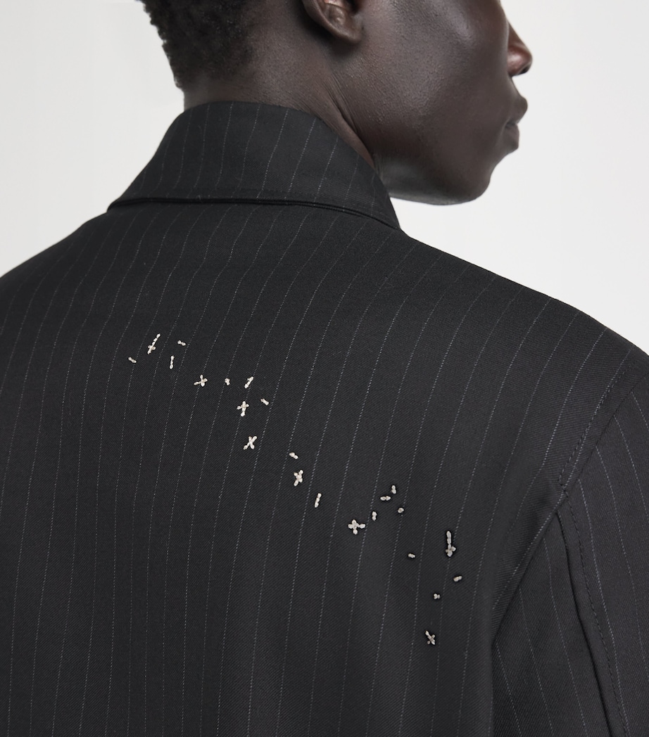 DOMREBEL Mens Pinstripe Backstage Jacket Black Image 3