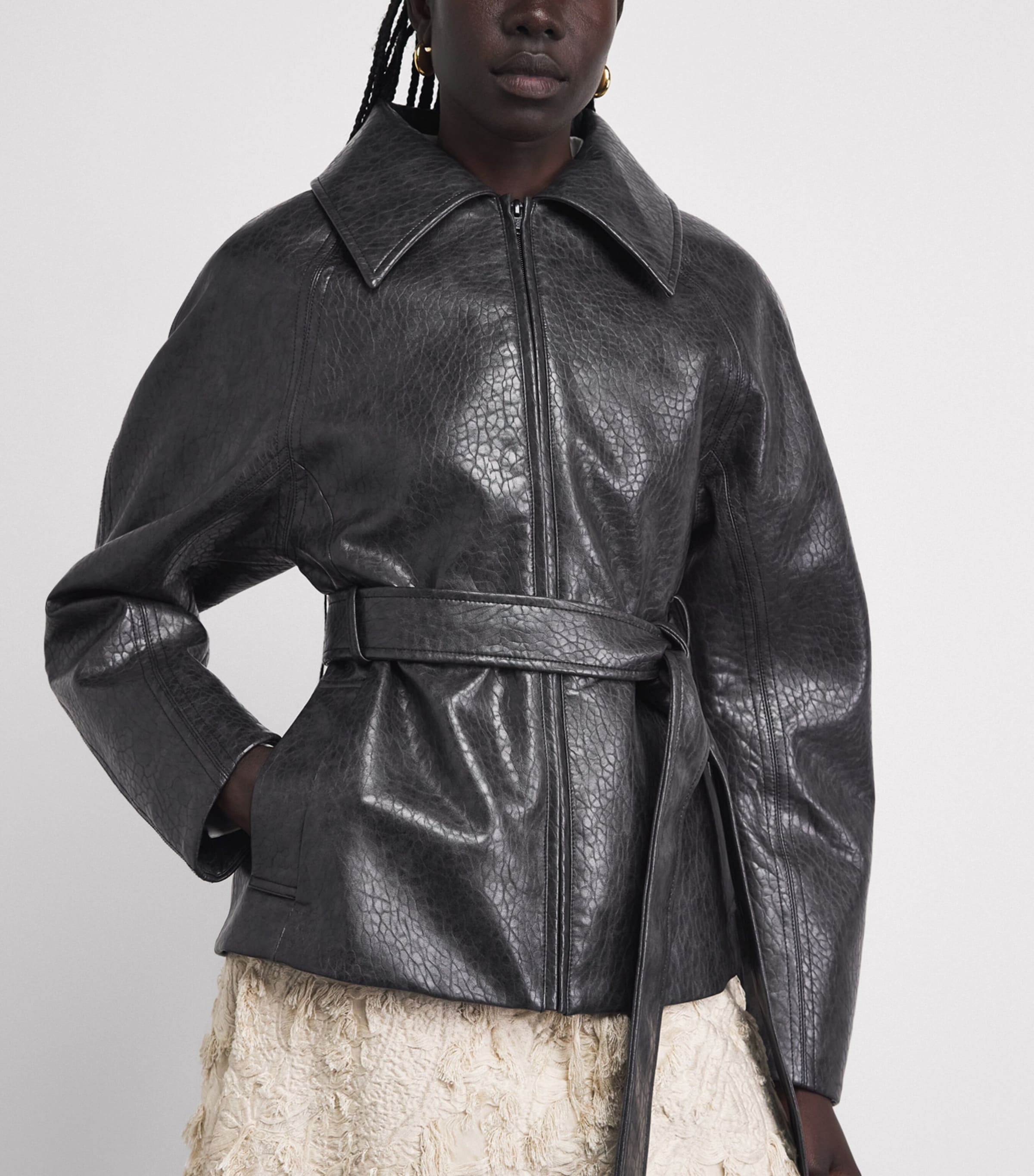 CAMILLA AND MARC Womens Faux Leather Oreno Jacket Charcoal Image 3