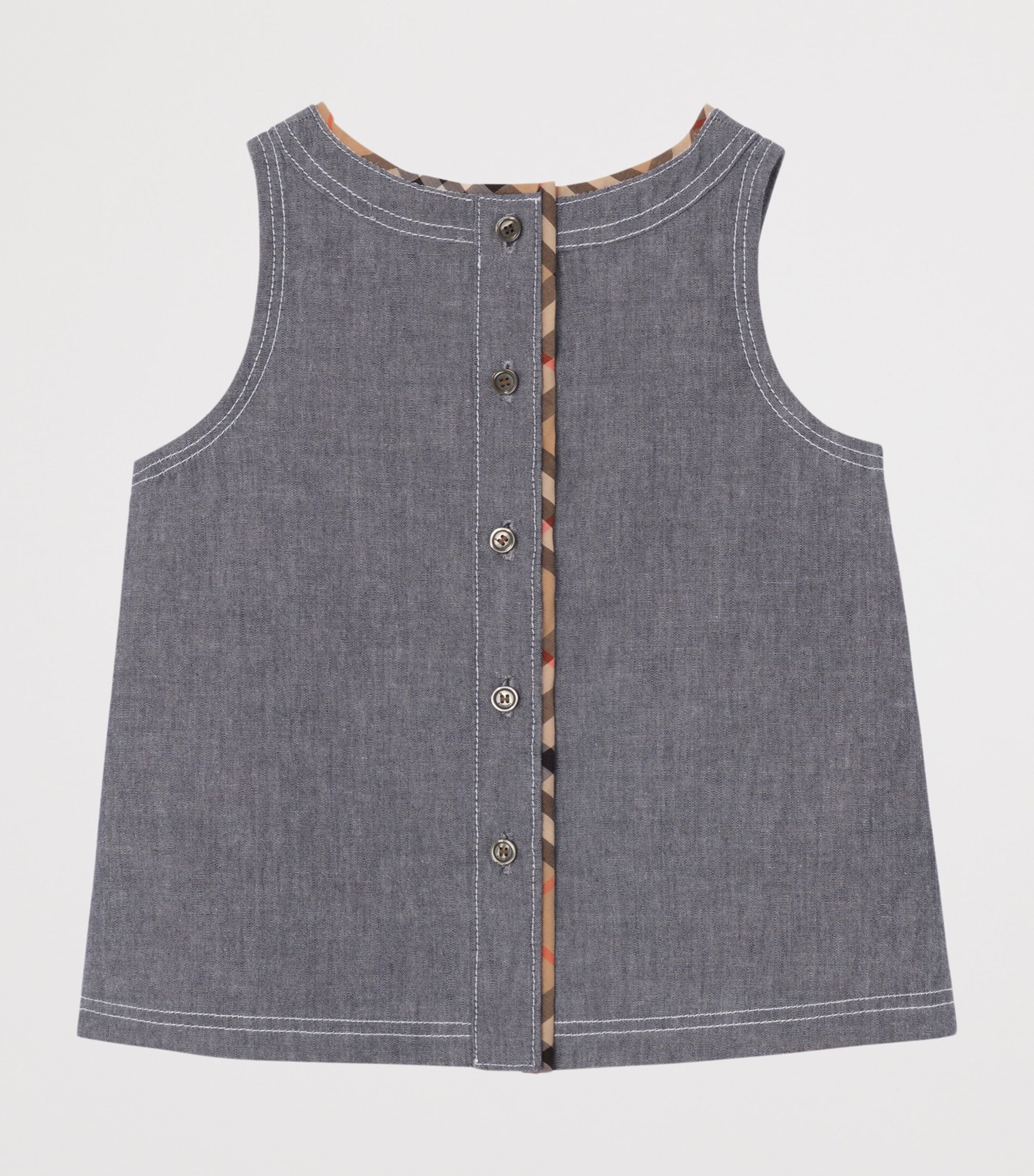 Burberry Kids Cotton Chambray Top (14 Years) Damson Blue Melange Image 2