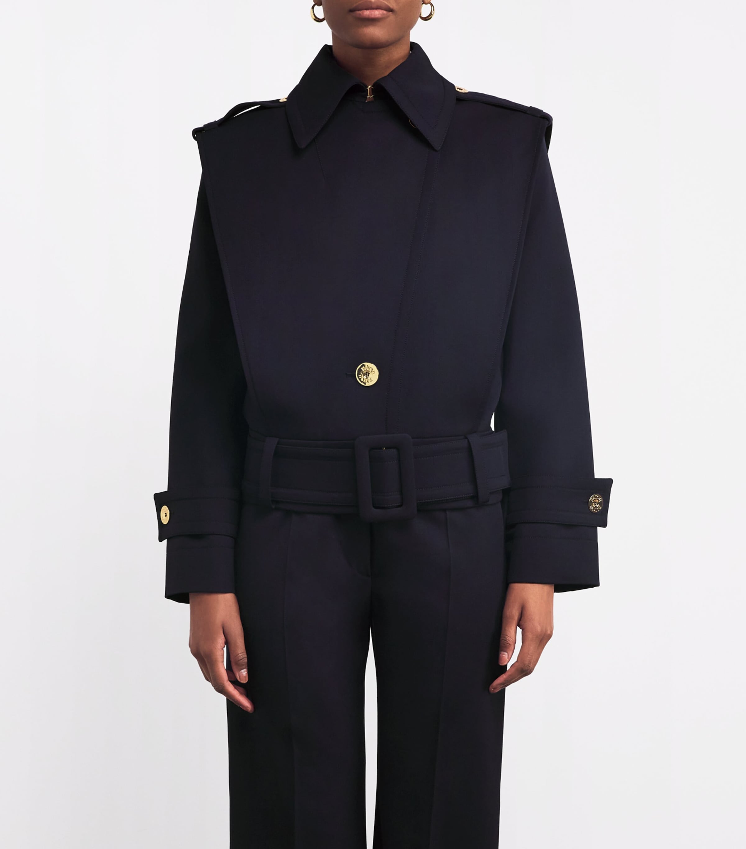 Virgin Wool Belted Jacket 699N NAVY BLACK Image 3