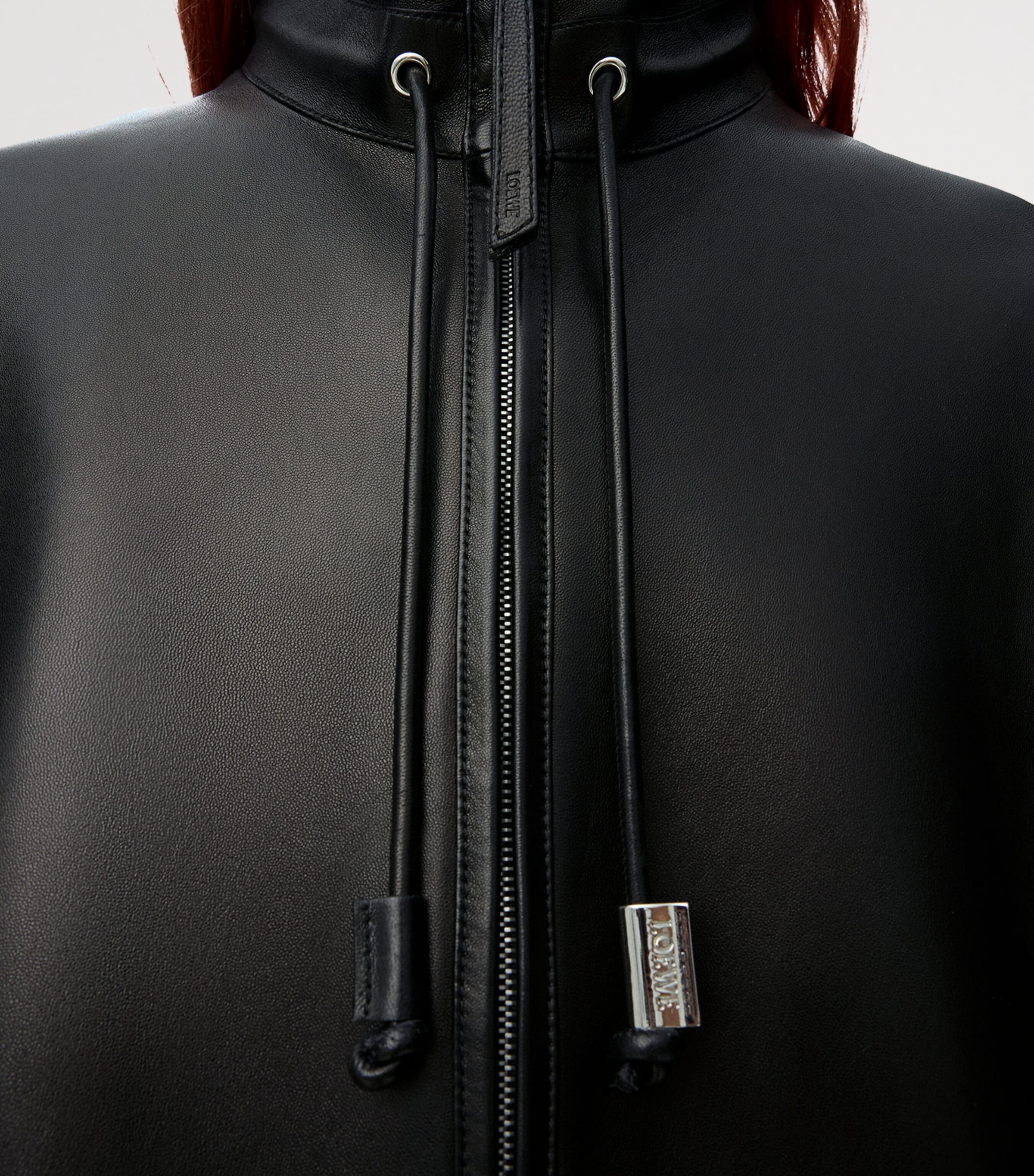 Leather Track Jacket BLACK Image 5