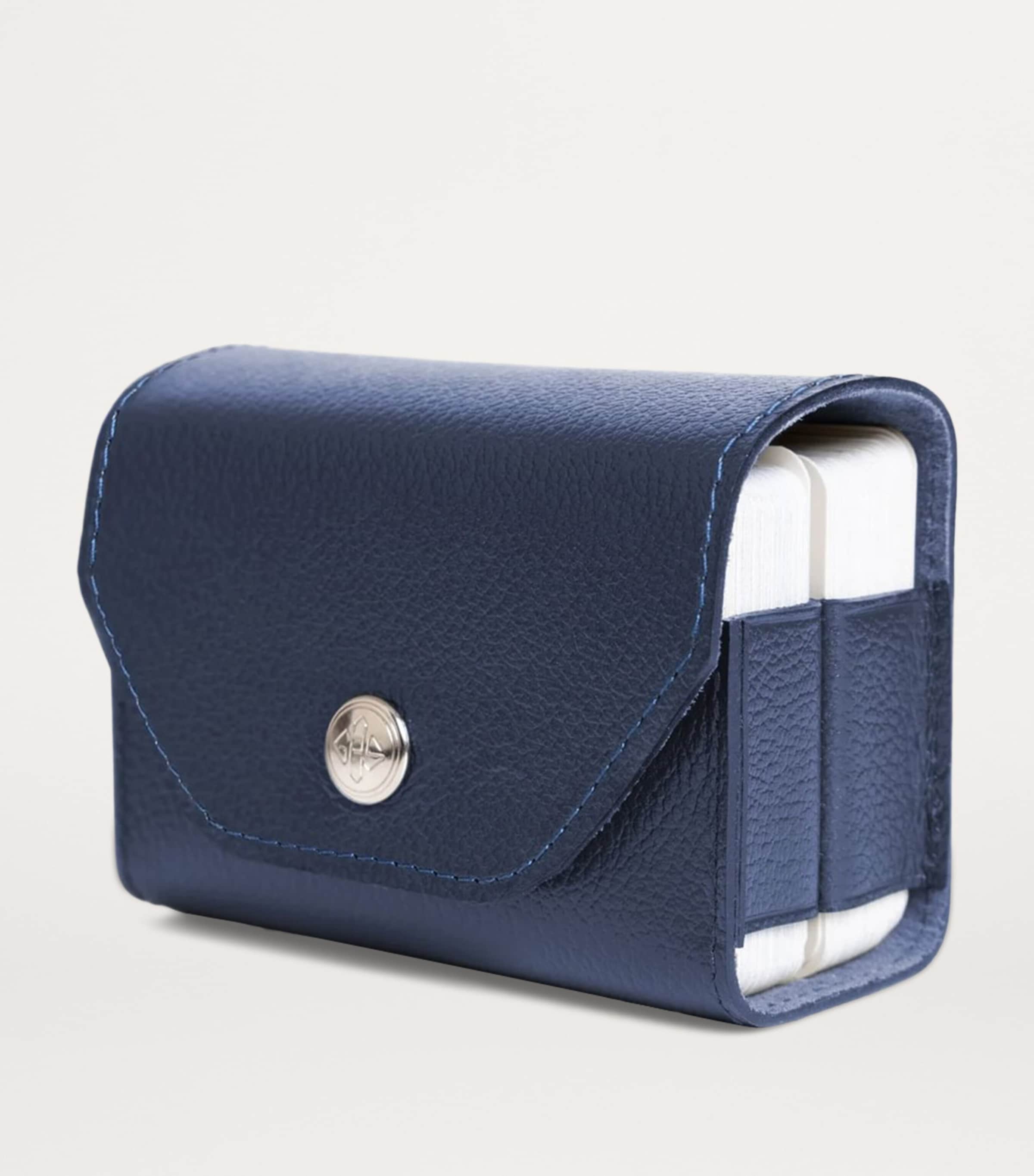 Leather Double Playing Cards Case MARINE BLUE Image 4