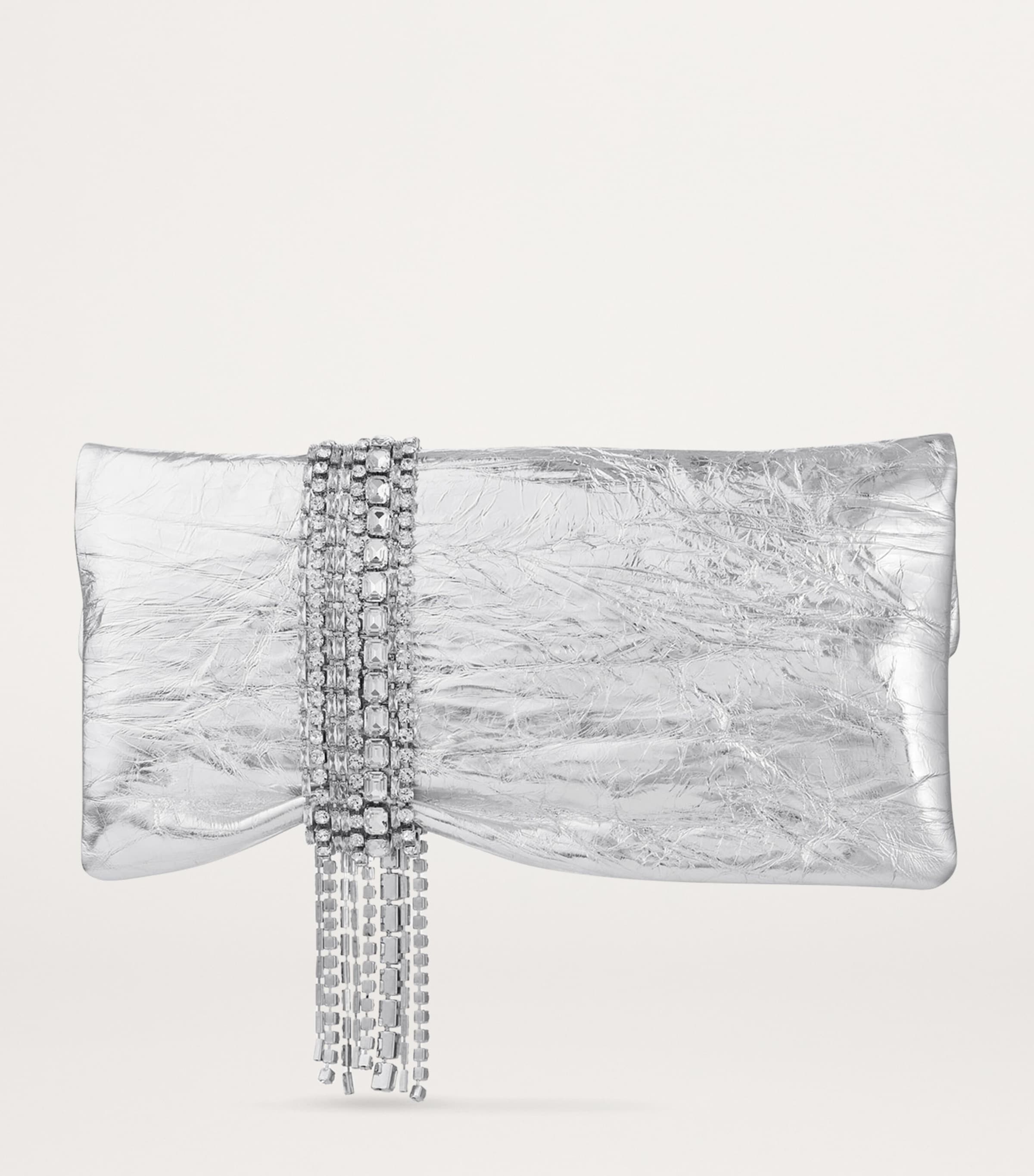 Leather-Crystal Zandra Clutch Bag SILVER/SILVER Image 4