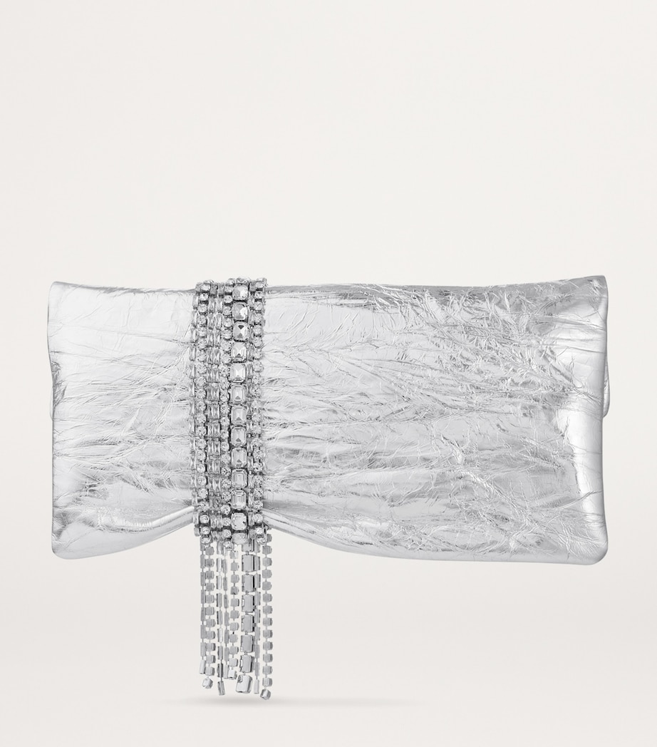Leather-Crystal Zandra Clutch Bag SILVER/SILVER Image 4