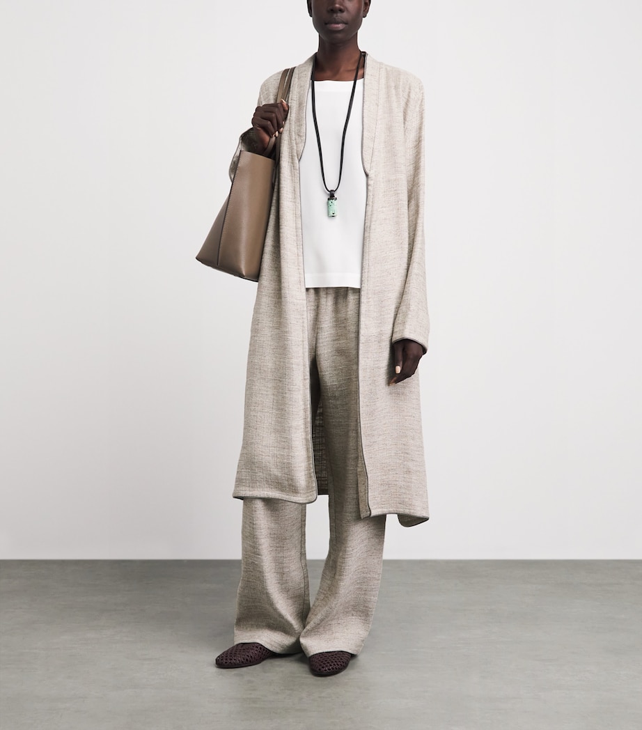 Eskandar Womens Linen-Blend Bakhtiari Cardigan Natural Image 2