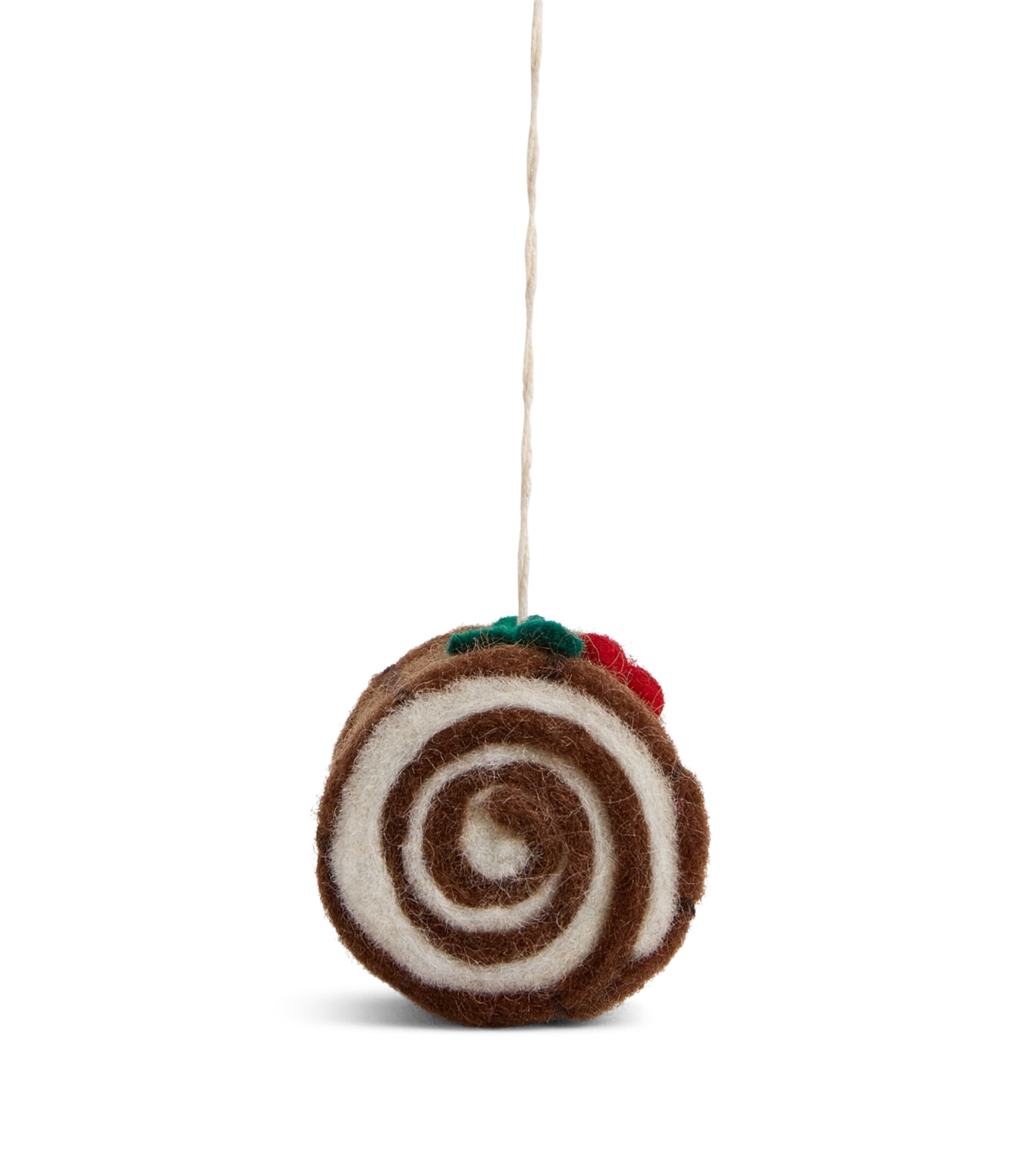 Harrods Yule Log Tree Decoration Brown White Red Image 3