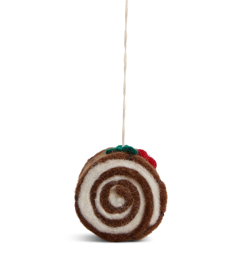 Harrods Yule Log Tree Decoration Brown White Red Image 3