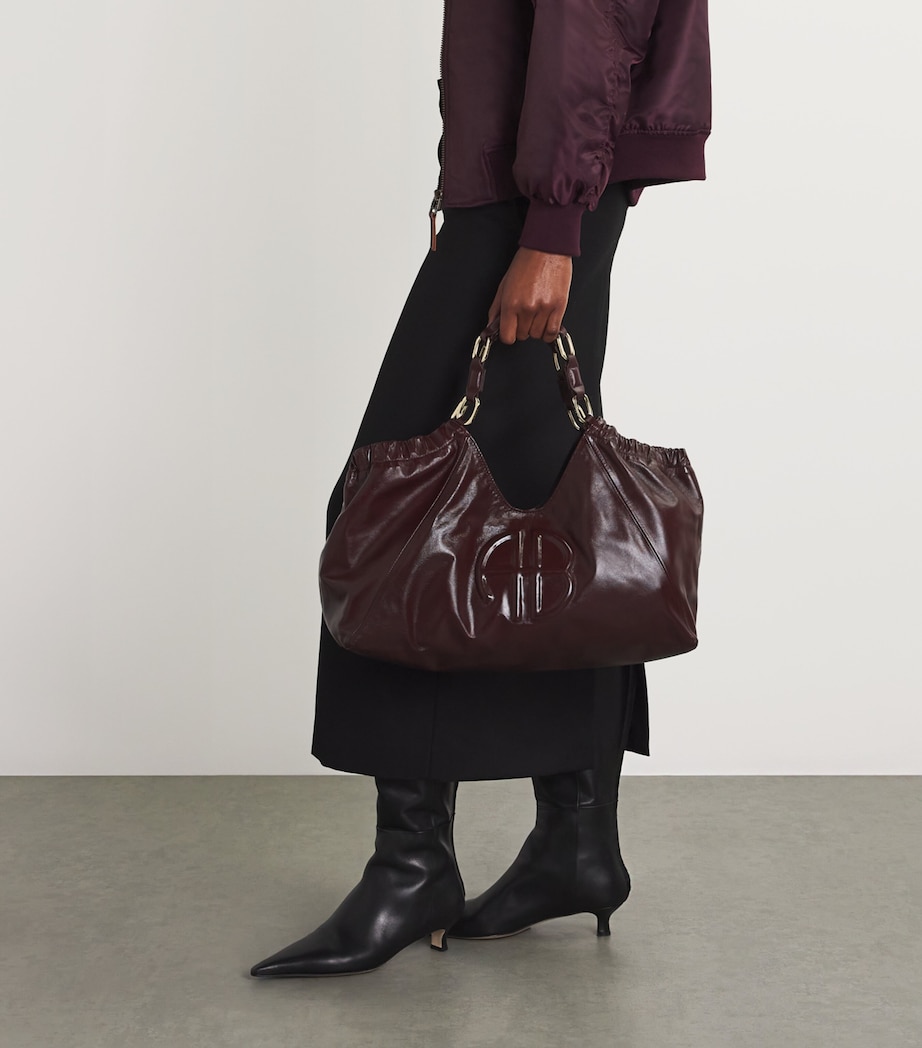 ANINE BING Medium Leather Kate Tote Bag Bordeaux Image 5