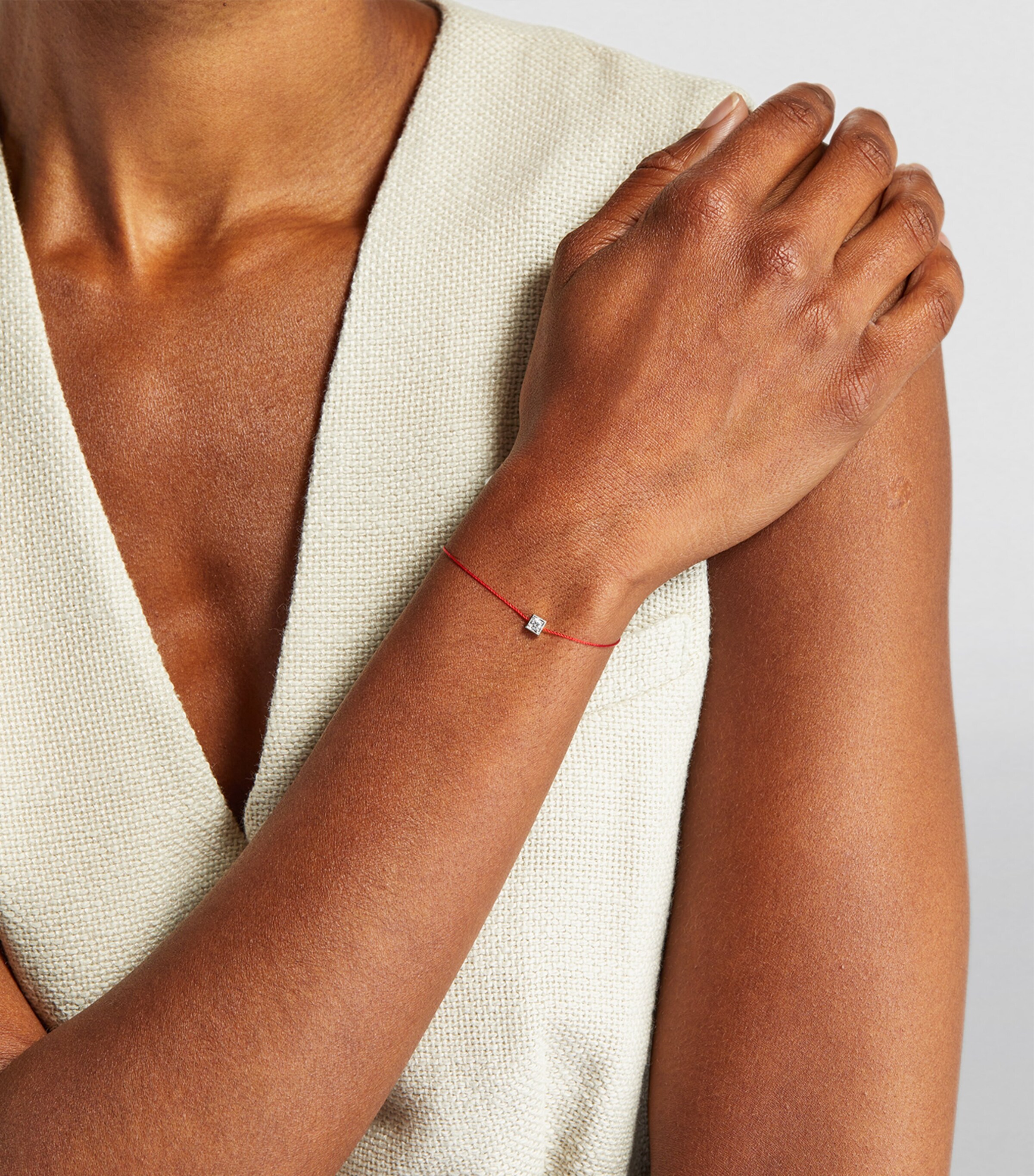 White Gold and Diamond Cube Bracelet (17.5cm) WHITE GOLD Image 2