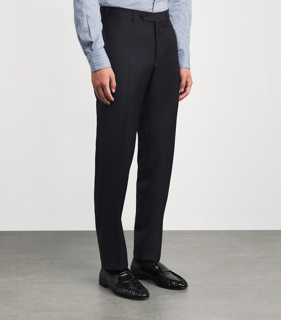 Wool Straight Trousers 31 NAVY Image 3