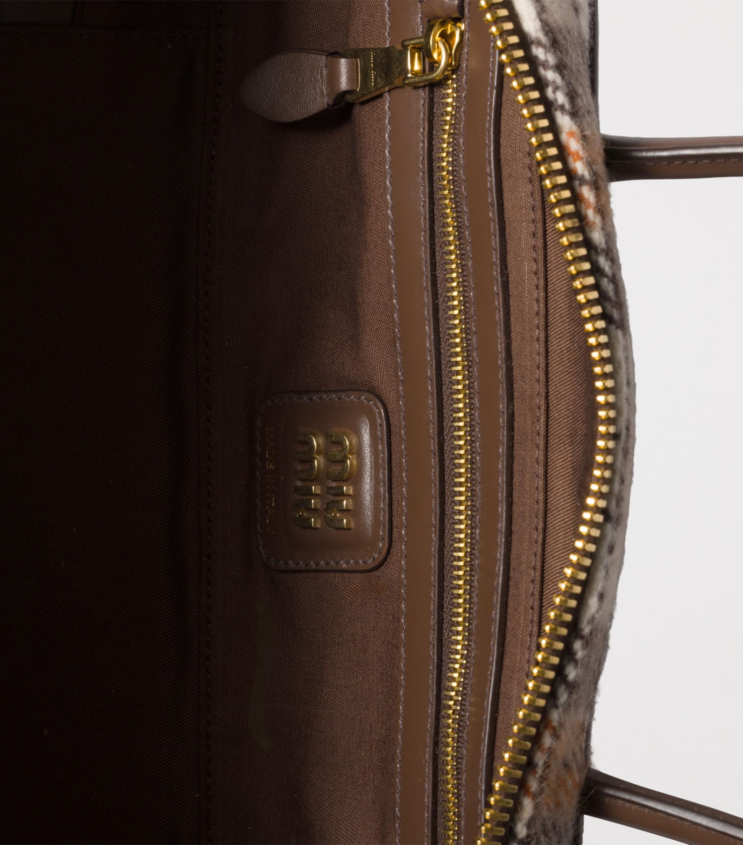 Plaid Leather-Trim Beau Top-Handle Bag F0Z0F Image 4