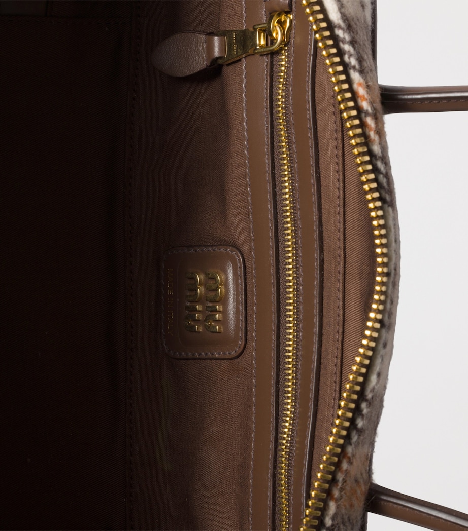 Plaid Leather-Trim Beau Top-Handle Bag F0Z0F Image 4