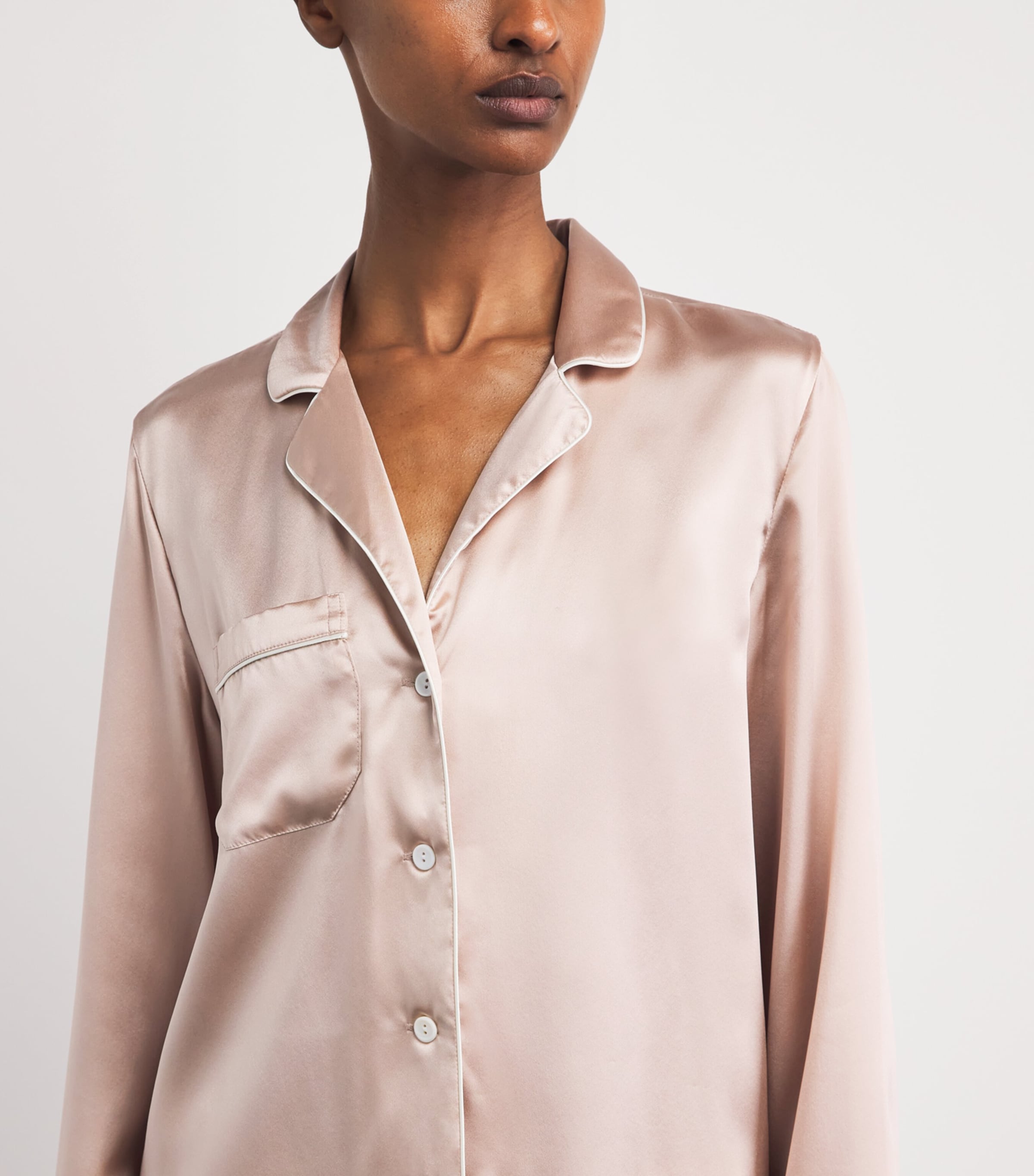 Derek Rose Womens Silk Bailey Pyjama Set Pink Image 3