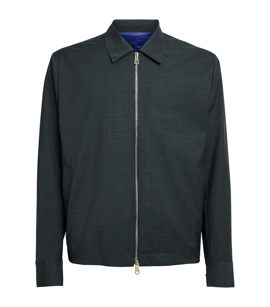 Paul Smith Mens Wool Harrington Jacket Dark Green Image 1